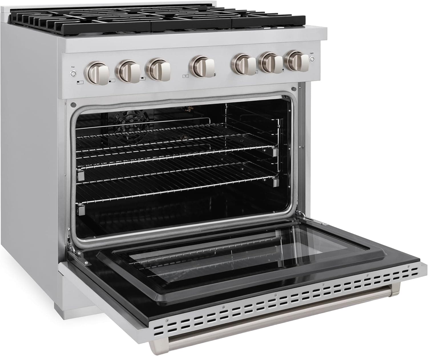 ZLINE 36 in. 5.2 cu. ft. Gas Range with Convection Gas Oven in Stainless Steel with 6 Brass Burners (SGR-BR-36) - Image 4