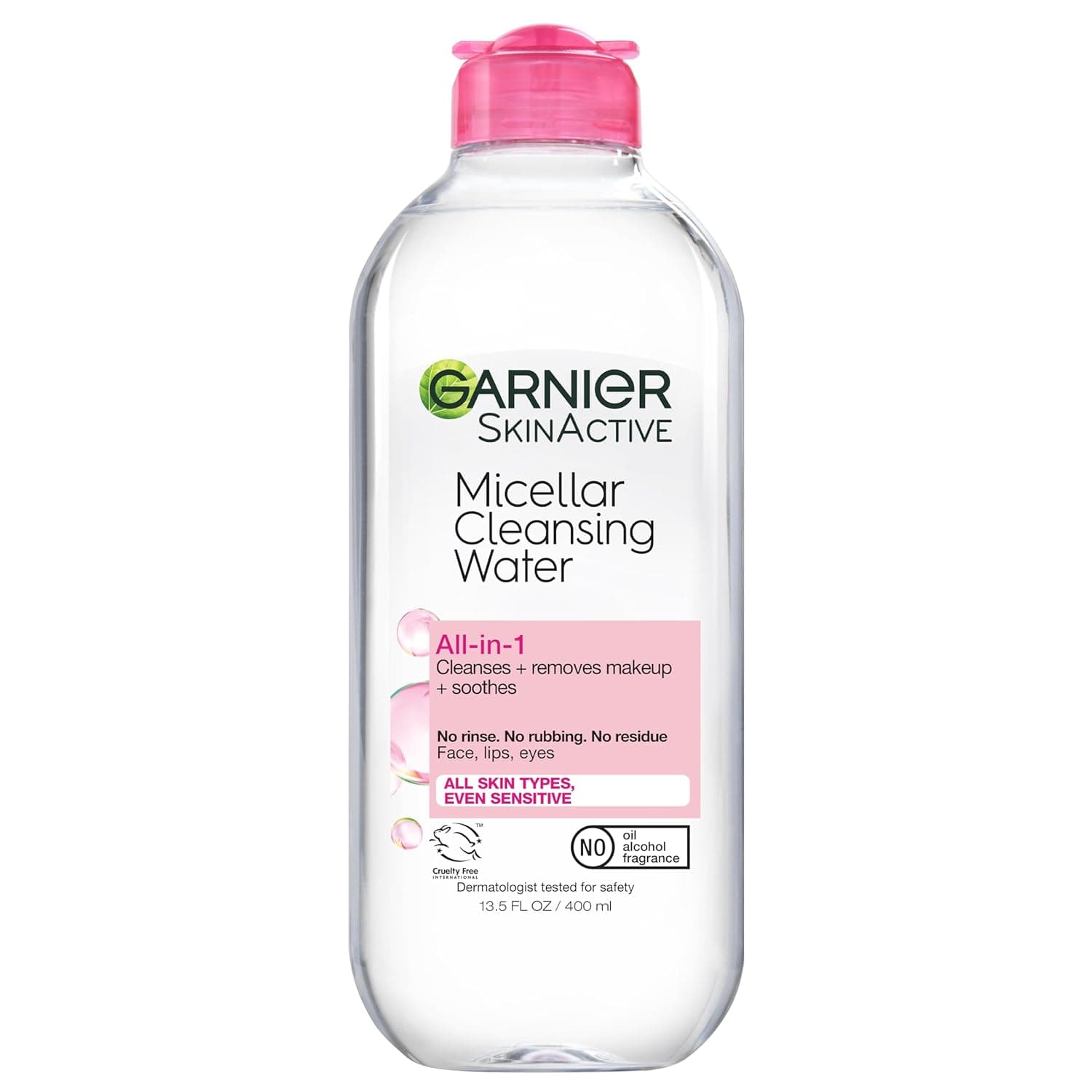 Garnier Micellar Water, Hydrating Facial Cleanser & Makeup Remover, Suitable for Sensitive Skin, Vegan, Cruelty Free, 13.5 Fl Oz (400mL), 1 Count Unscented 13.5 Fl Oz (Pack of 1) - Image 2