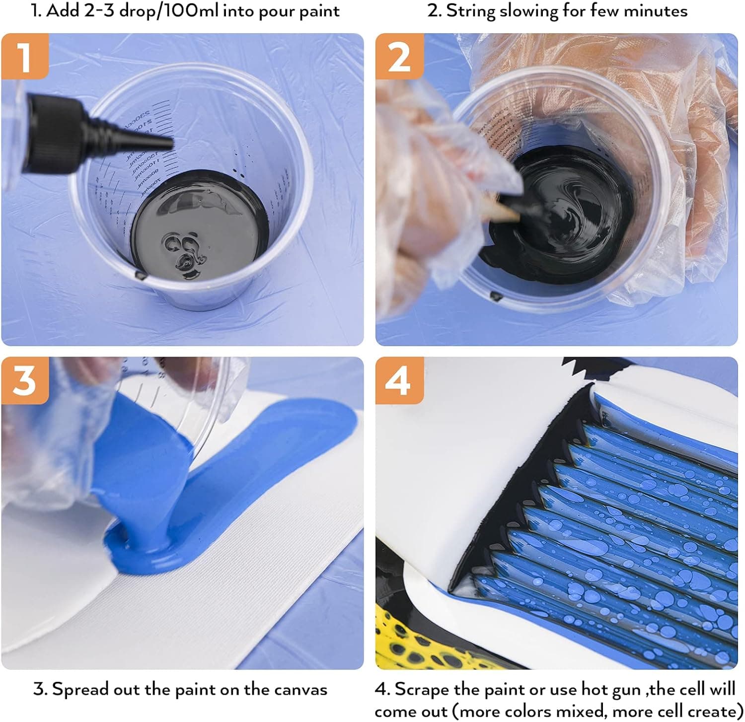 Nicpro 7 Ounce Silicone Pouring Oil for Art, Dramatic Cell Activator for Acrylic Paint Pour, 100% Silicone Medium Compatible with All Painting Acrylic or Watercolor - Image 5