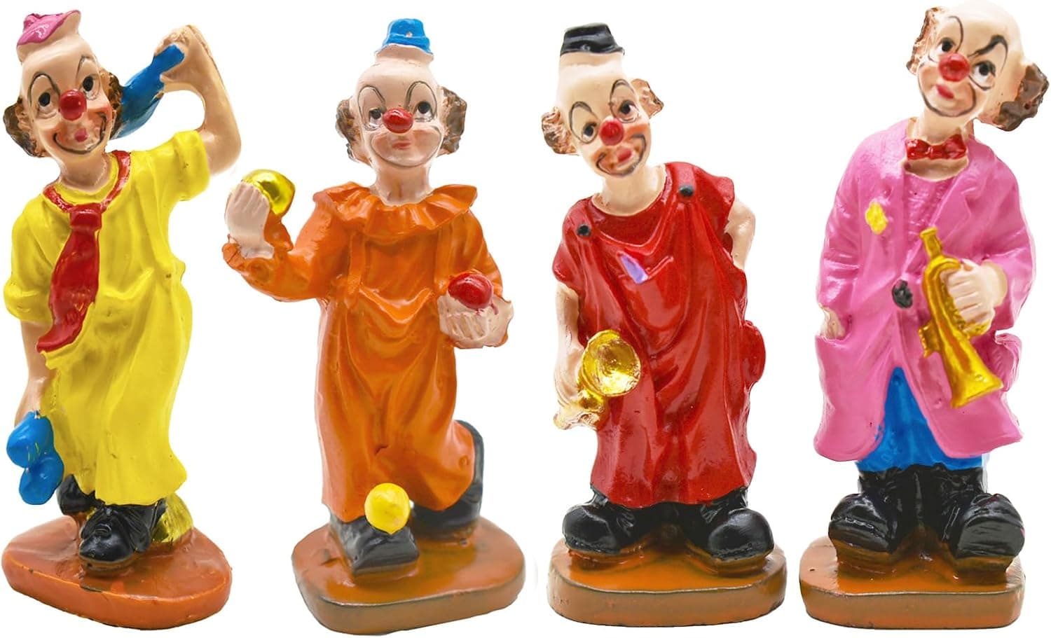 4Pcs Mini Carnival Clown Figurines Resin Circus Performers Handmade Figures for Dollhouse Table Ornaments Halloween Home Party Decoration Gift - Image 2