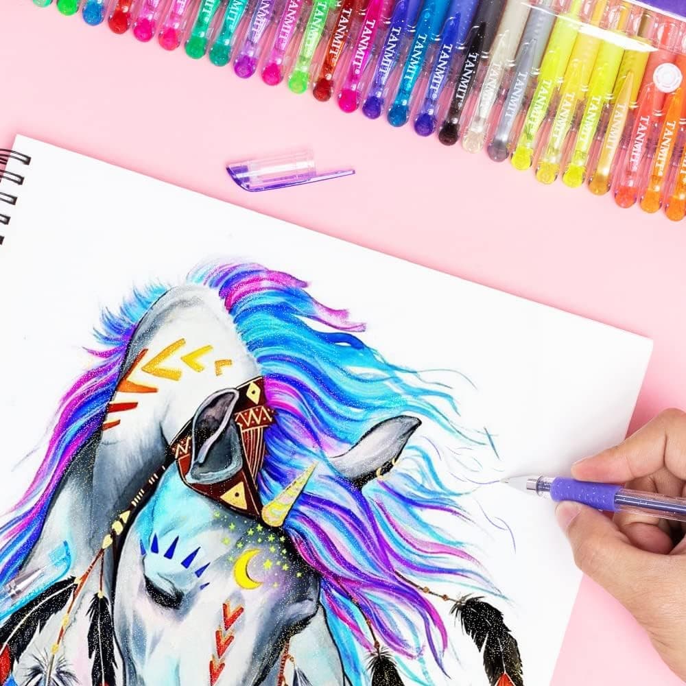 TANMIT Gel Pens, 33 Color Gel Pen Fine Point Colored Pen Set with 40% More Ink for Adult Coloring Books, Drawing, Doodling, Scrapbooks Journaling Multicolor - Image 5