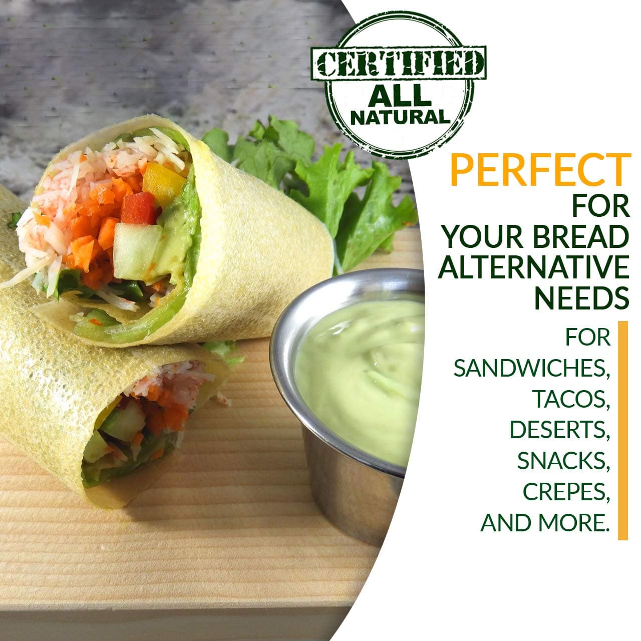 All Natural, SHELF STABLE, Paleo, Gluten Free, Vegan Non-GMO, Raw Veggie NUCO Coconut Cassava Wraps. Crafted with Fresh Cassava, Milder Coconut flavor, Low Carb and Yeast Free 5 Count - Image 5