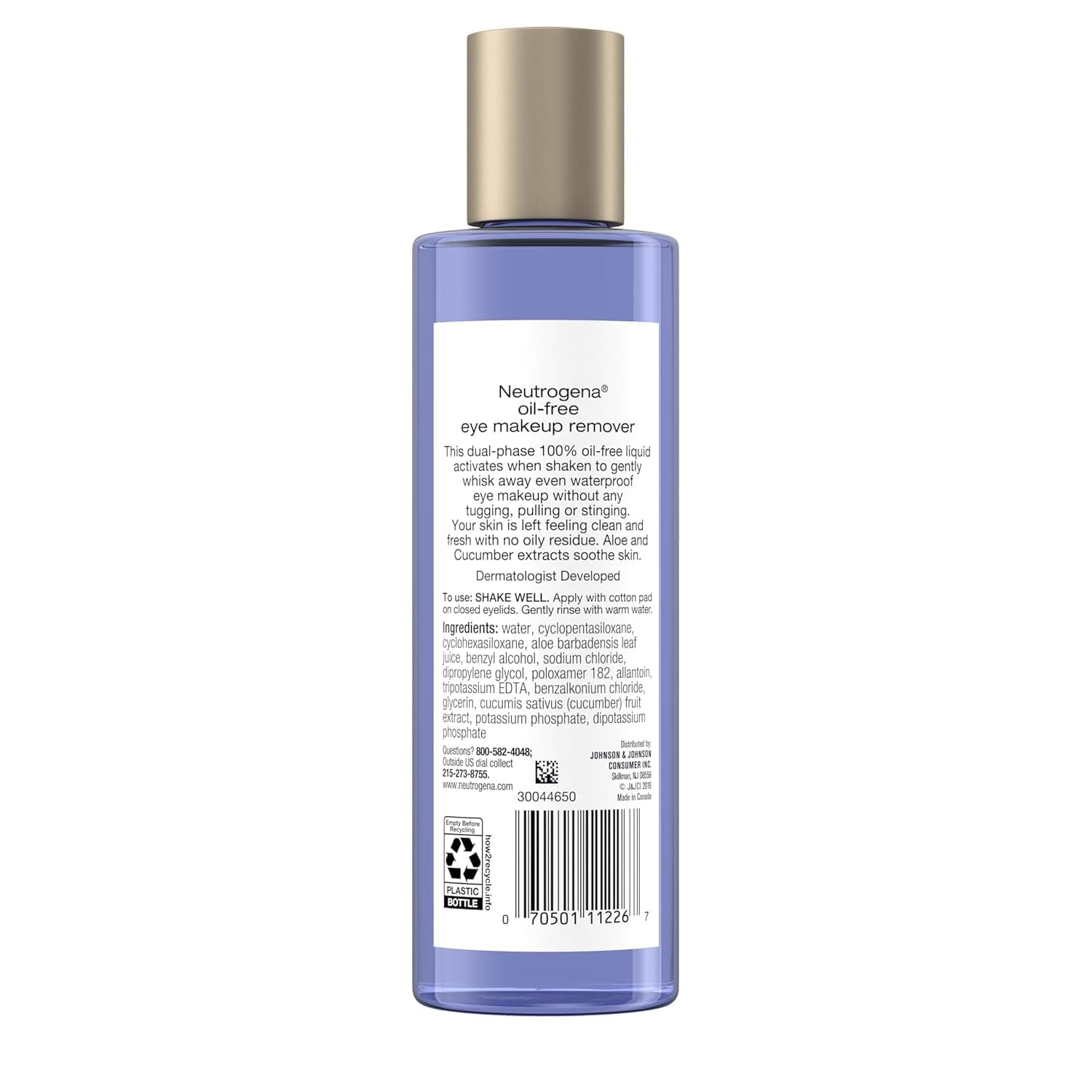 Neutrogena Gentle Oil-Free Eye Makeup Remover & Cleanser for Sensitive Eyes, Non-Greasy Makeup Remover, Waterproof Mascara Remover, Dermatologist & Ophthalmologist Tested, 8 fl. oz 8 Fl Oz (Pack of 1) - Image 9