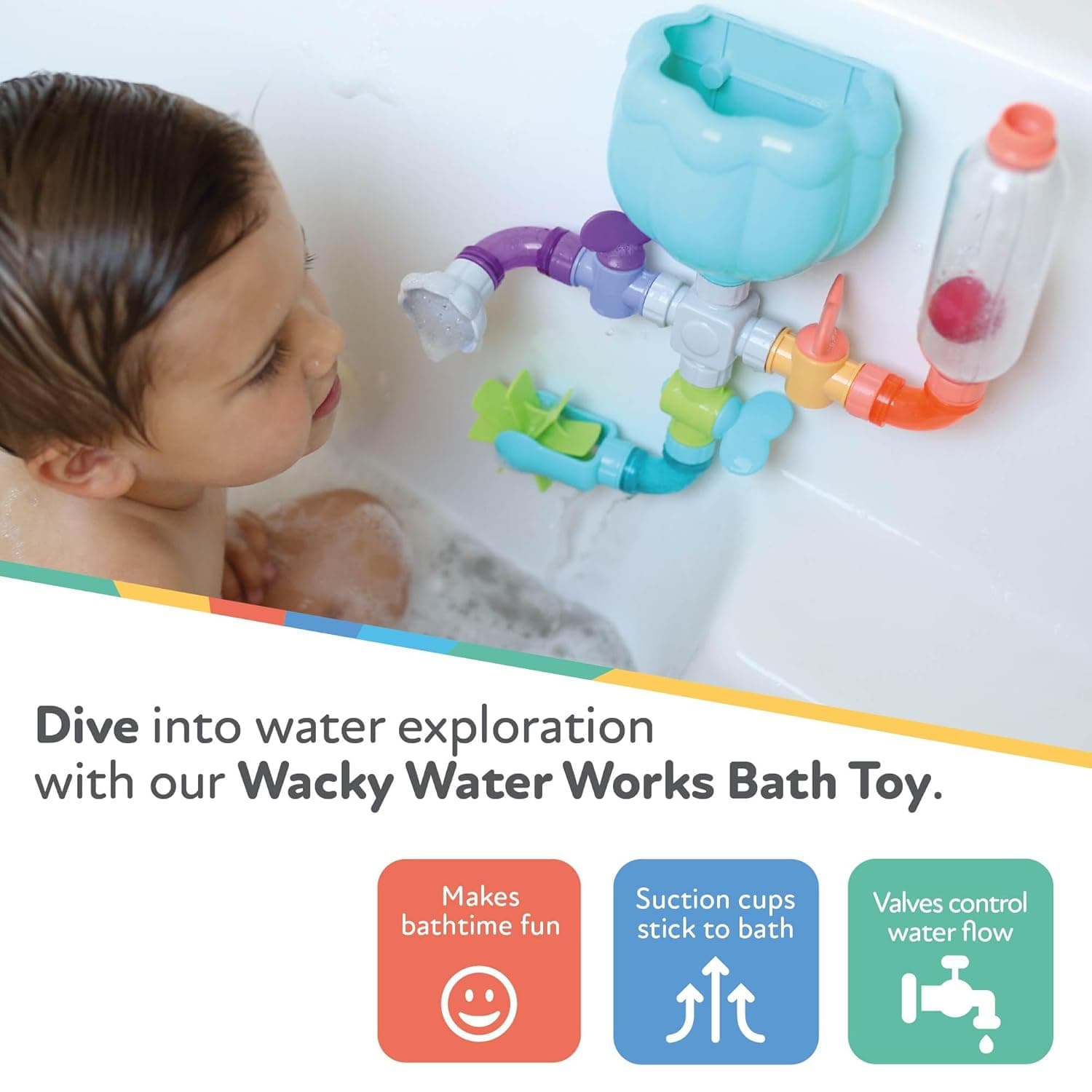 Đồ Chơi Tắm Nuby Wacky Waterworks Pipes - Đồ Chơi Bồn Tắm Cho Bé Với Các Tính Năng Tương Tác Để Phát Triển Nhận Thức - Image 3
