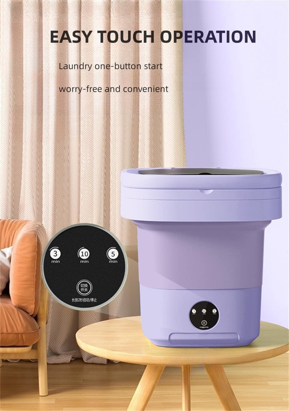 Portable Washing Machine, Mini Washer, 16L Na Na-upgrade na Malaking Kapasidad na Nat折折 na Washer. Malalim na Paglilinis ng Panloob, Damit ng Sanggol at iba pa - Image 7