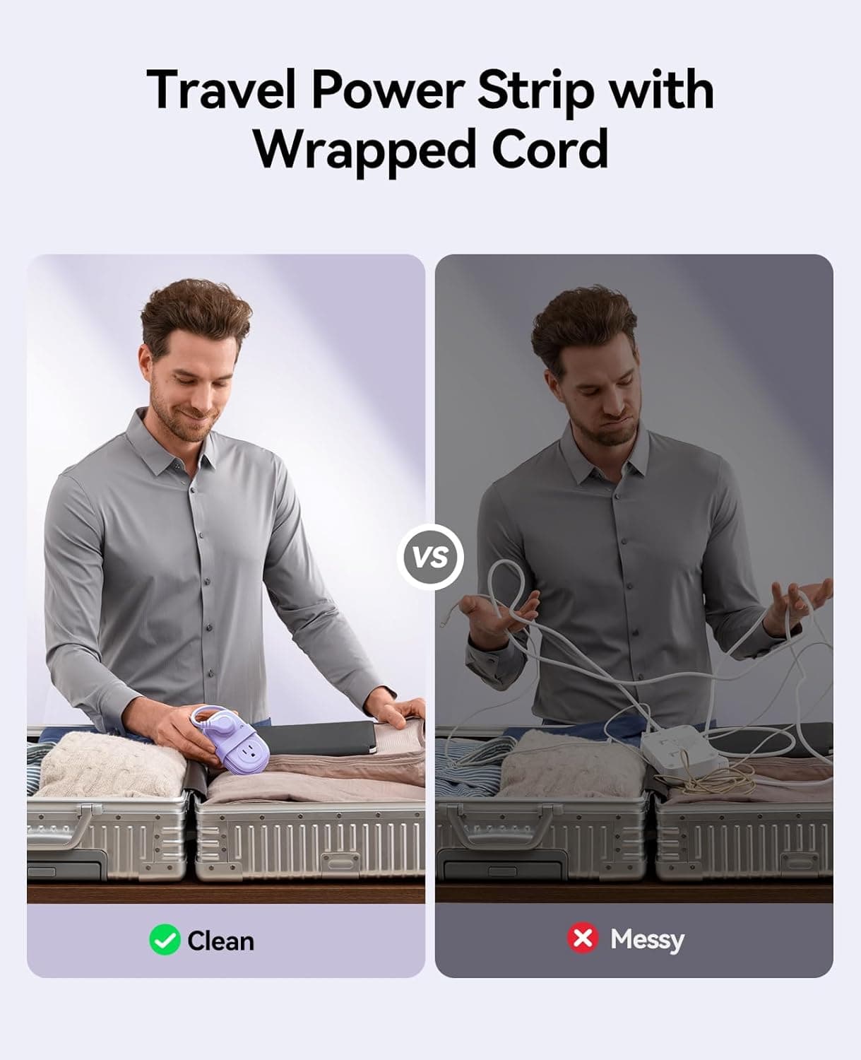 ORICO 4FT Purple Travel Power Strip with 4 AC Outlets, 2 USB-A Ports, and 1 USB-C Port, 45° Flat Plug Extension Cord with Non Surge Protector for Travel/Home/Dorm/Office-AP3 Purple 1 USB-C 2 USB-A | 4 Outlets - Image 6