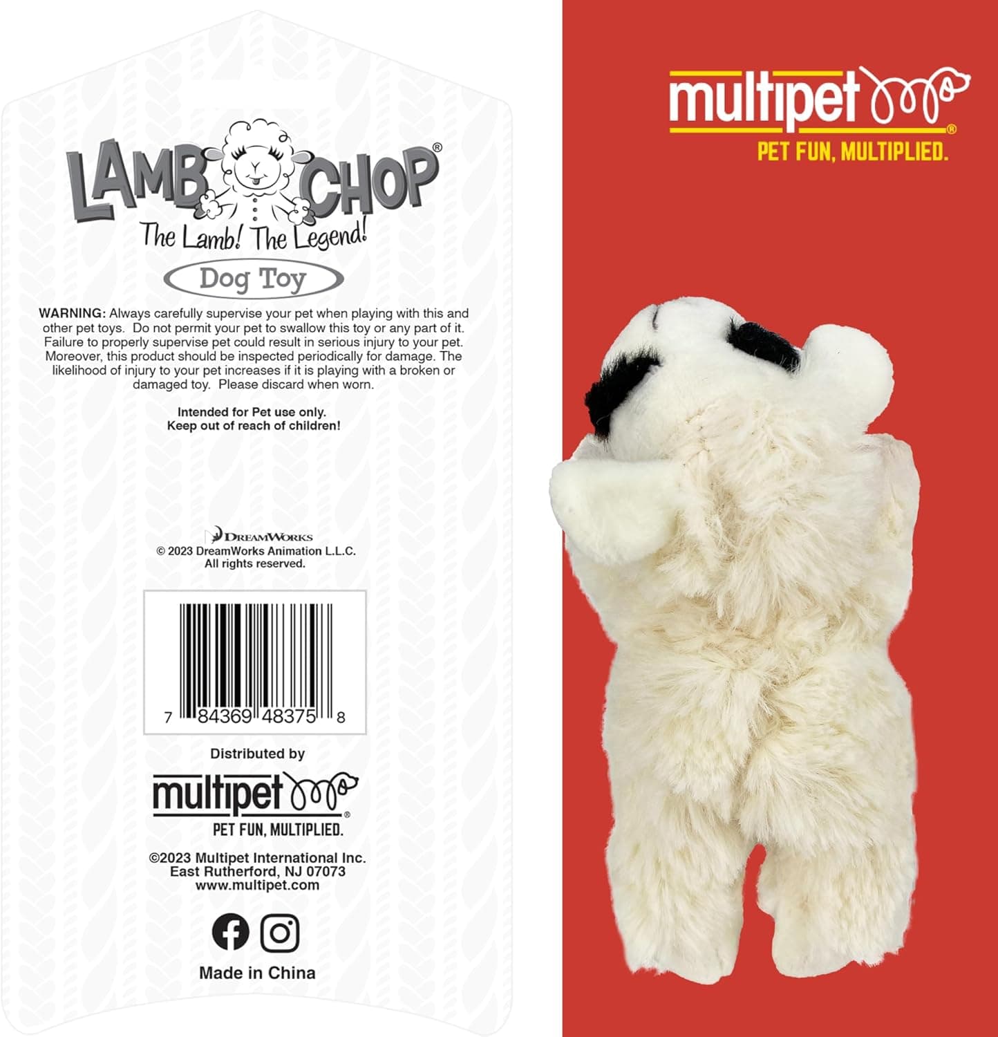 Multipet Lamb Chop Dog Plush Toy - Squeaky Toy for All Dogs - Extra Soft Plush - Stuffed Animal Dog Toy for Cuddling & Playing - Cute Pet Toy (6", Cream) White 6" - Image 7