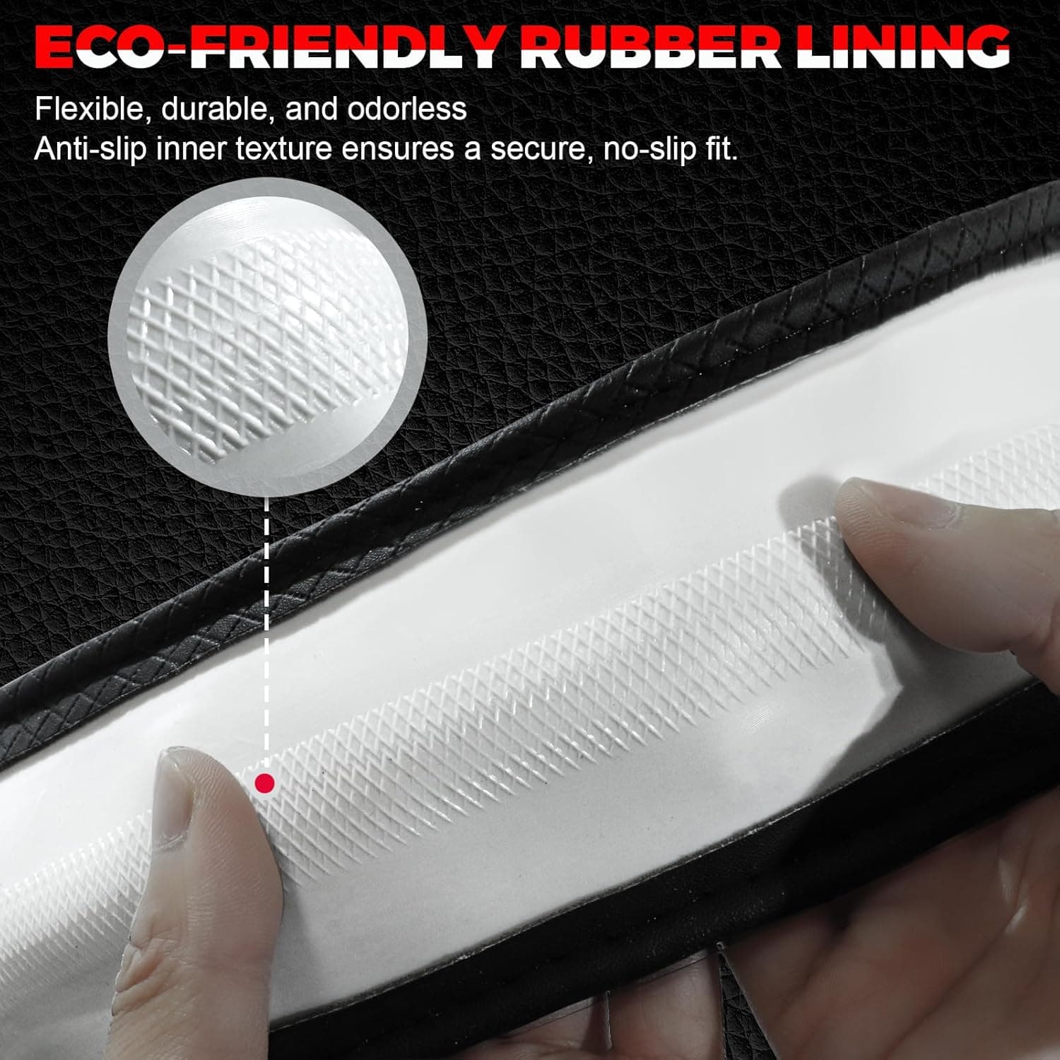 Ouzorp Car Steering Wheel Cover, Microfiber Leather Steering Wheel Covers with Anti-Slip Lining, Universal 14.5-15 inchs Black Black,Medium(Standard) Size[14.5"-15"] - Image 7