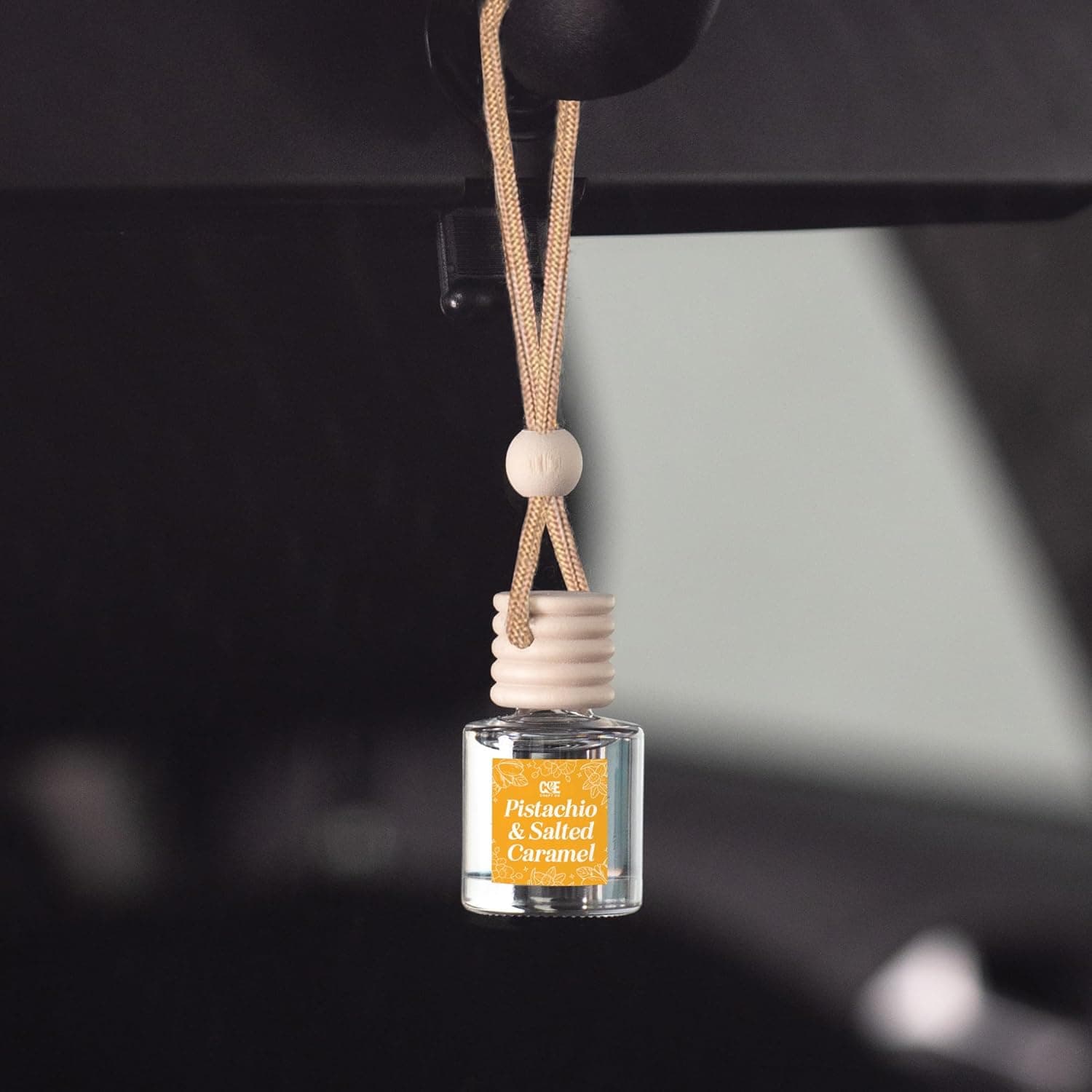 CANDECraftCo Car Air Hanging Fragrance Oil, Car Auto Freshener for Essential Oils, Scents Fragrance Aromatherapy Automobile Diffuser, Long Lasting (Pistachio & Salted Caramel) - Image 3