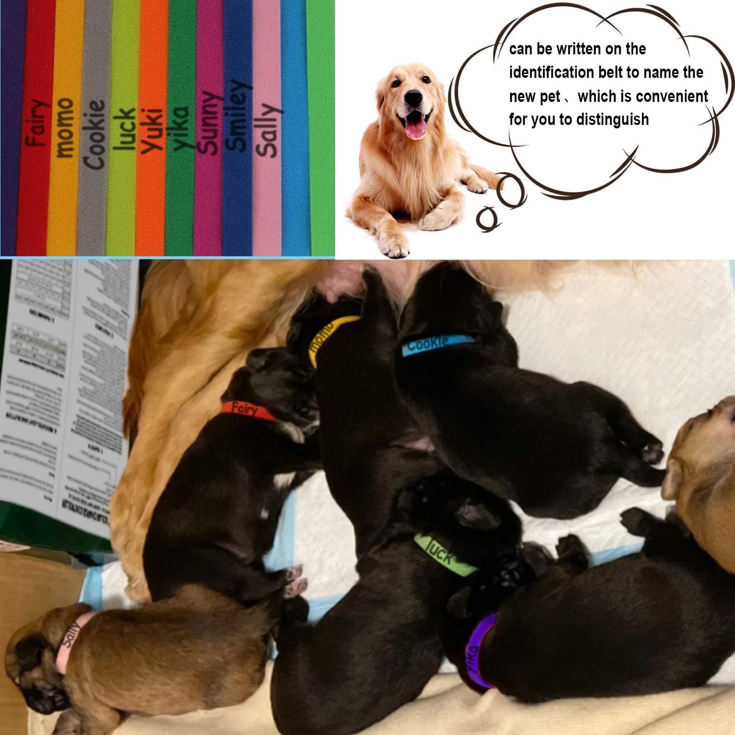 15 Pcs Puppy Whelping Collars Newborn Pet Collars Double-sided Soft Adjustable ID Bands Puppy Id Collars for Newborn Pet Dog Cat 15 Colors 15 Pcs -15 Colors - Image 6