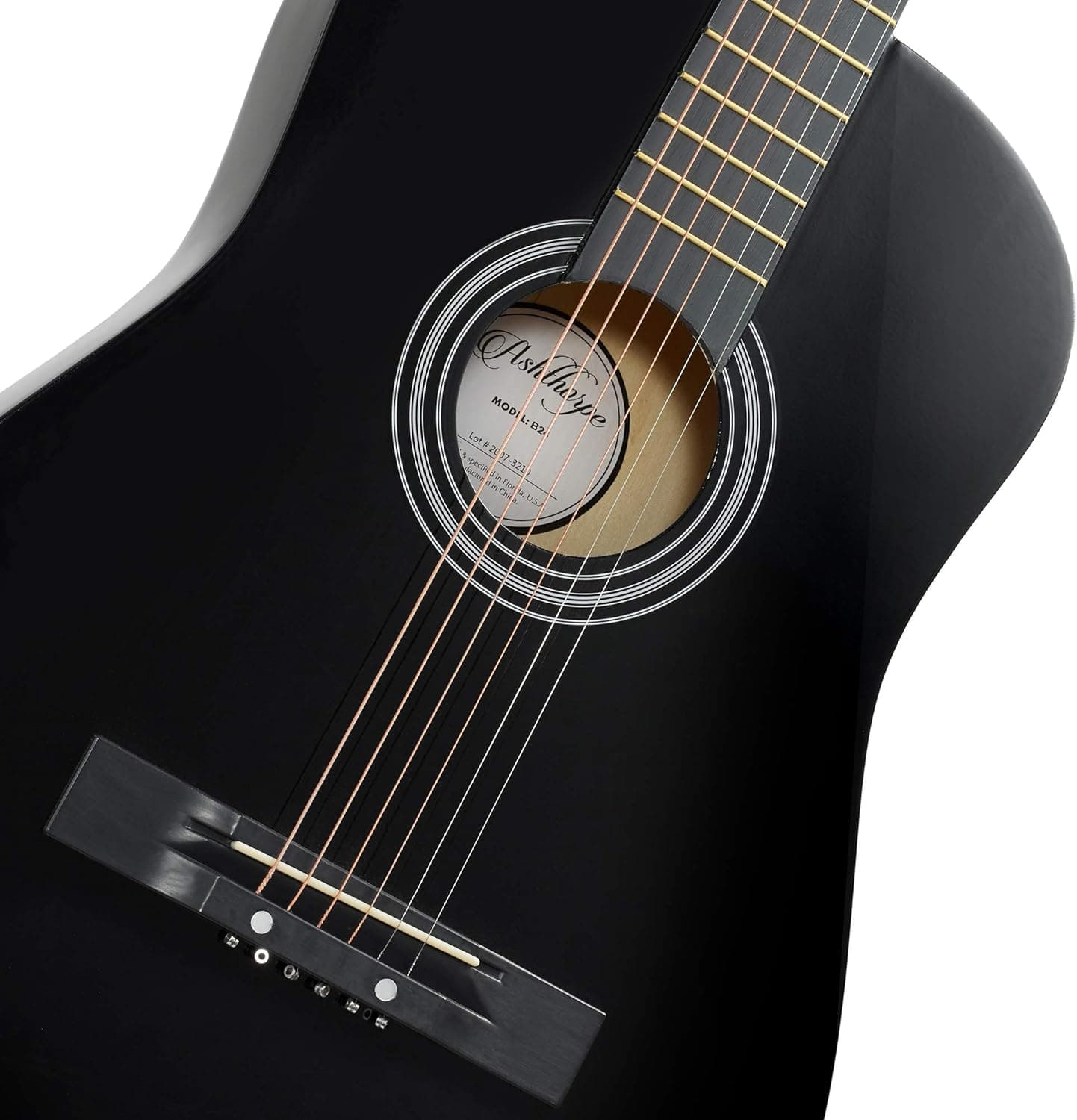 Ashthorpe 38-inch Beginner Acoustic Guitar Package (Black), Basic Starter Kit w/Gig Bag, Strings, Strap, Tuner, Pitch Pipe, Picks 38 Inch Black - Image 3