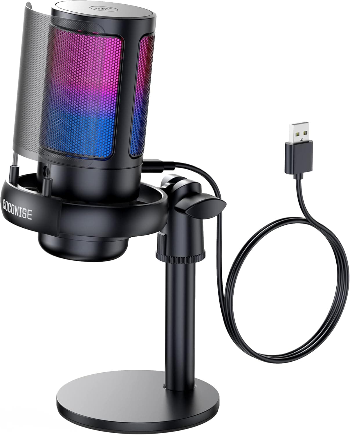 Gaming Microphone for PC: USB Mic for Podcasts Videos & Streaming - Condenser Mic with Quick Mute & Pop Filter - RGB Microphone Gift for Gamer boys - Compatible with PS4/5 & Computer & Laptop With Stand - Image 2