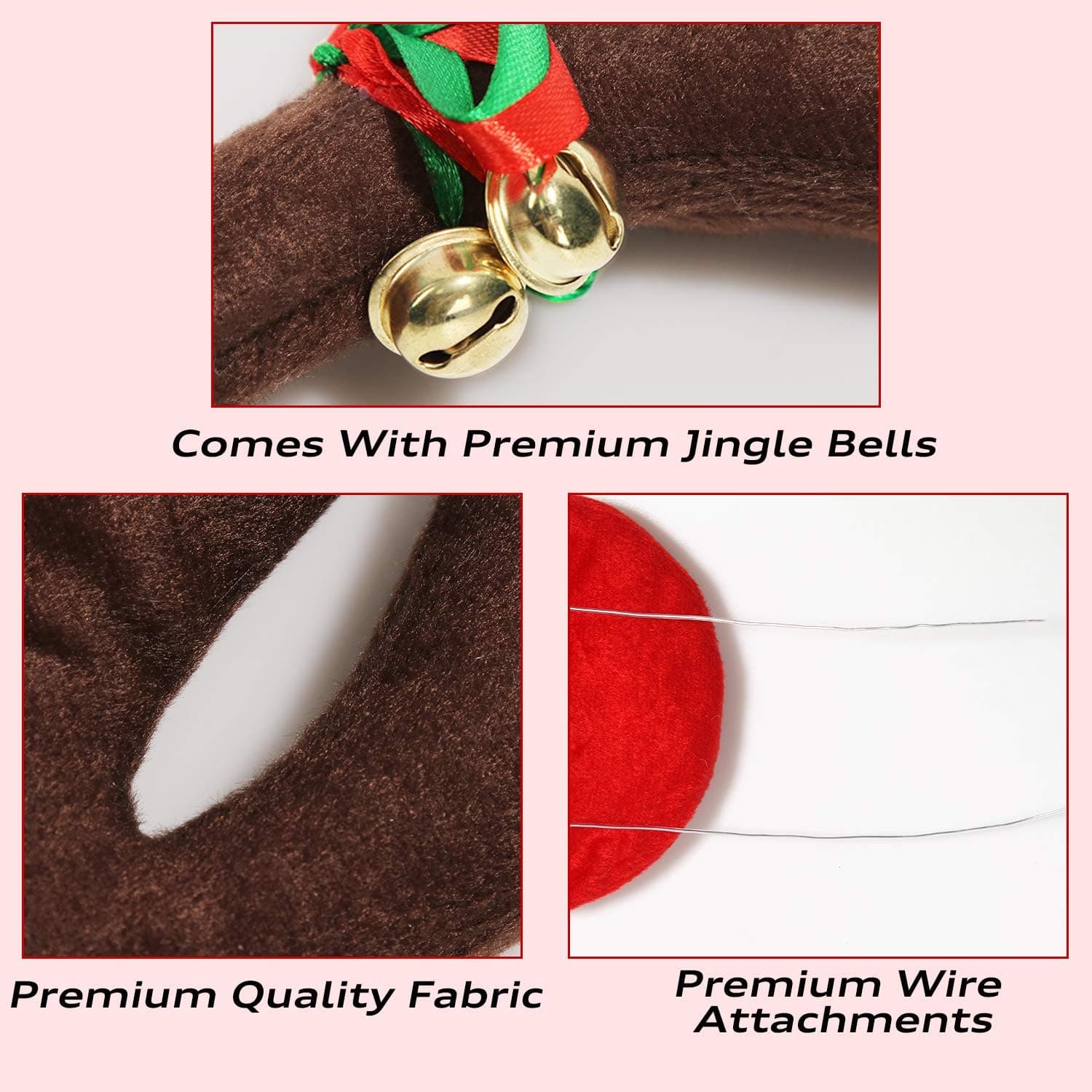 MOMONI Premium Reindeer Car Kit Antlers, Nose, Tail- Rudolph Set Reindeer Christmas Decoration Car Costume Auto Accessories - Image 5