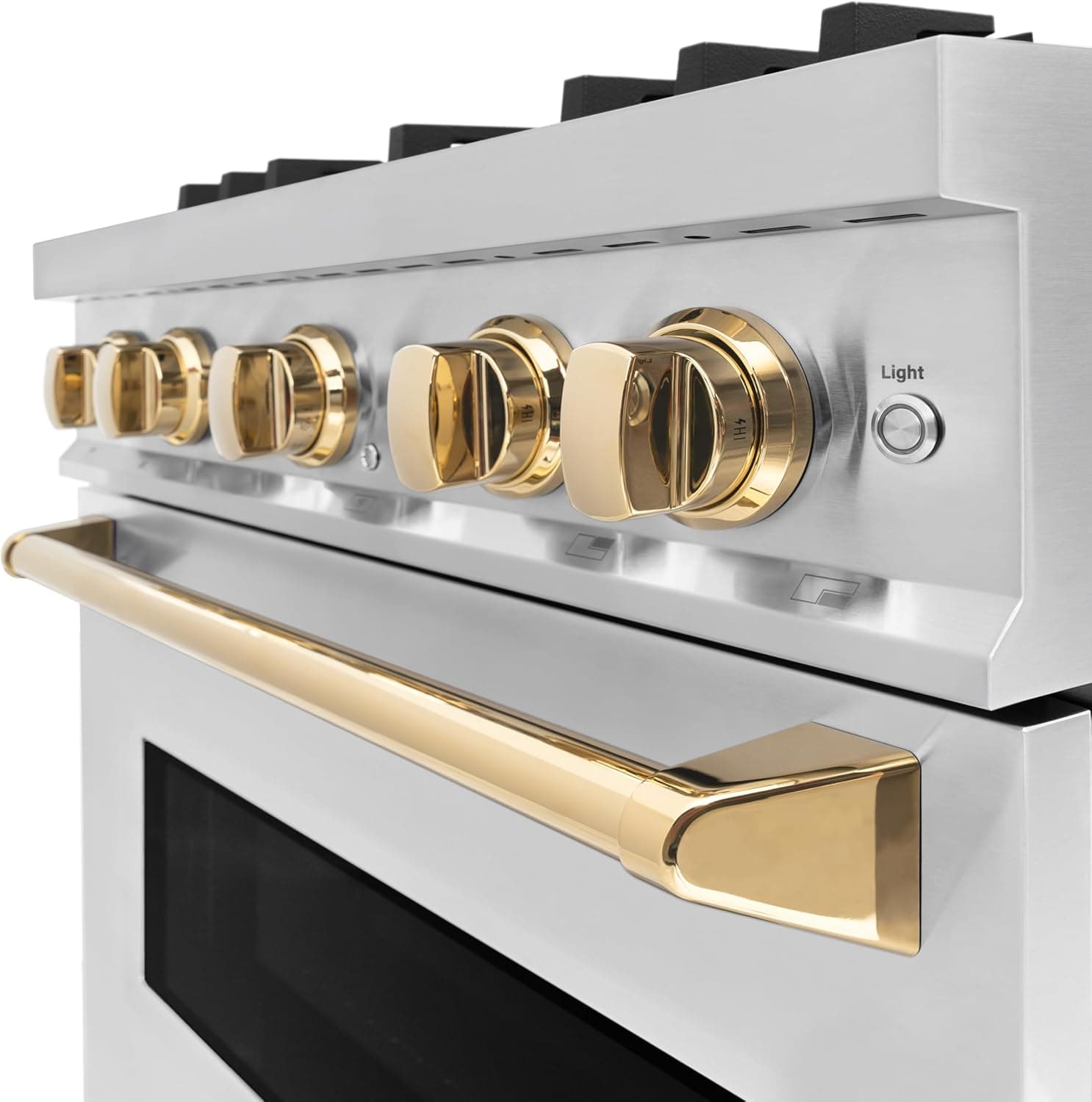 ZLINE Autograph Edition 30 in. 4.2 cu. ft. Classic Gas Range with 4 Burner Cooktop and Convection Gas Oven in Stainless Steel and Polished Gold Accents (CGRZ-30-G) - Image 6
