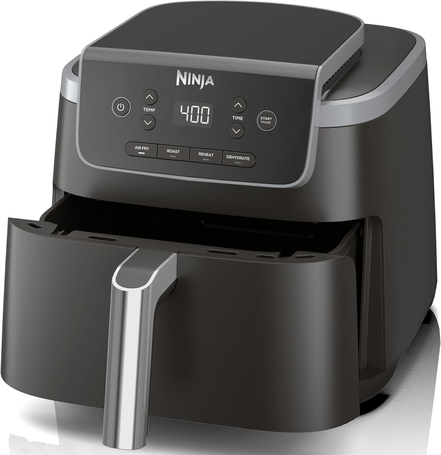 Ninja | Air Fryer | 4-in-1 Pro Air Fry, Roast, Reheat, Dehydrate | 5QT Capacity fits up to 4lbs of French Fries | 400F Max Temp | Nonstick Basket & Crisper Plate | 120V | Grey | AF141 5 QT - Image 2