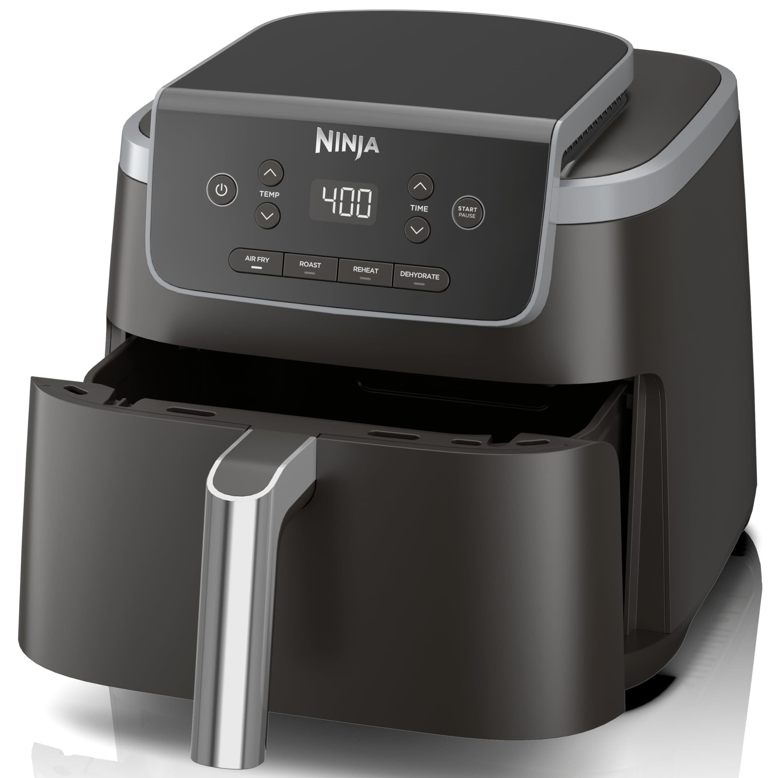 Ninja | Air Fryer | 4-in-1 Pro Air Fry, Roast, Reheat, Dehydrate | 5QT Capacity fits up to 4lbs of French Fries | 400F Max Temp | Nonstick Basket & Crisper Plate | 120V | Grey | AF141 5 QT