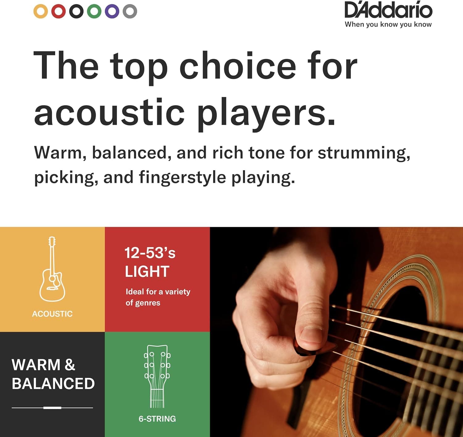 D'Addario Guitar Strings - Phosphor Bronze Acoustic Guitar Strings - EJ16-3D - Rich, Full Tonal Spectrum - For 6 String Guitars - 12-53 Light, 3-Pack 3-Pack Light, 12-53 - Image 3