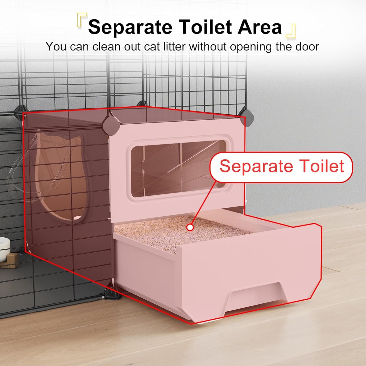 Oneluck Cat Cage Indoor with Litter Box 3-Tier DIY Cat Playpen Detachable Metal Wire Kennel Crate Large Exercise Place Ideal for 1-2 Kitten 28L x 18W x 41H - Image 6