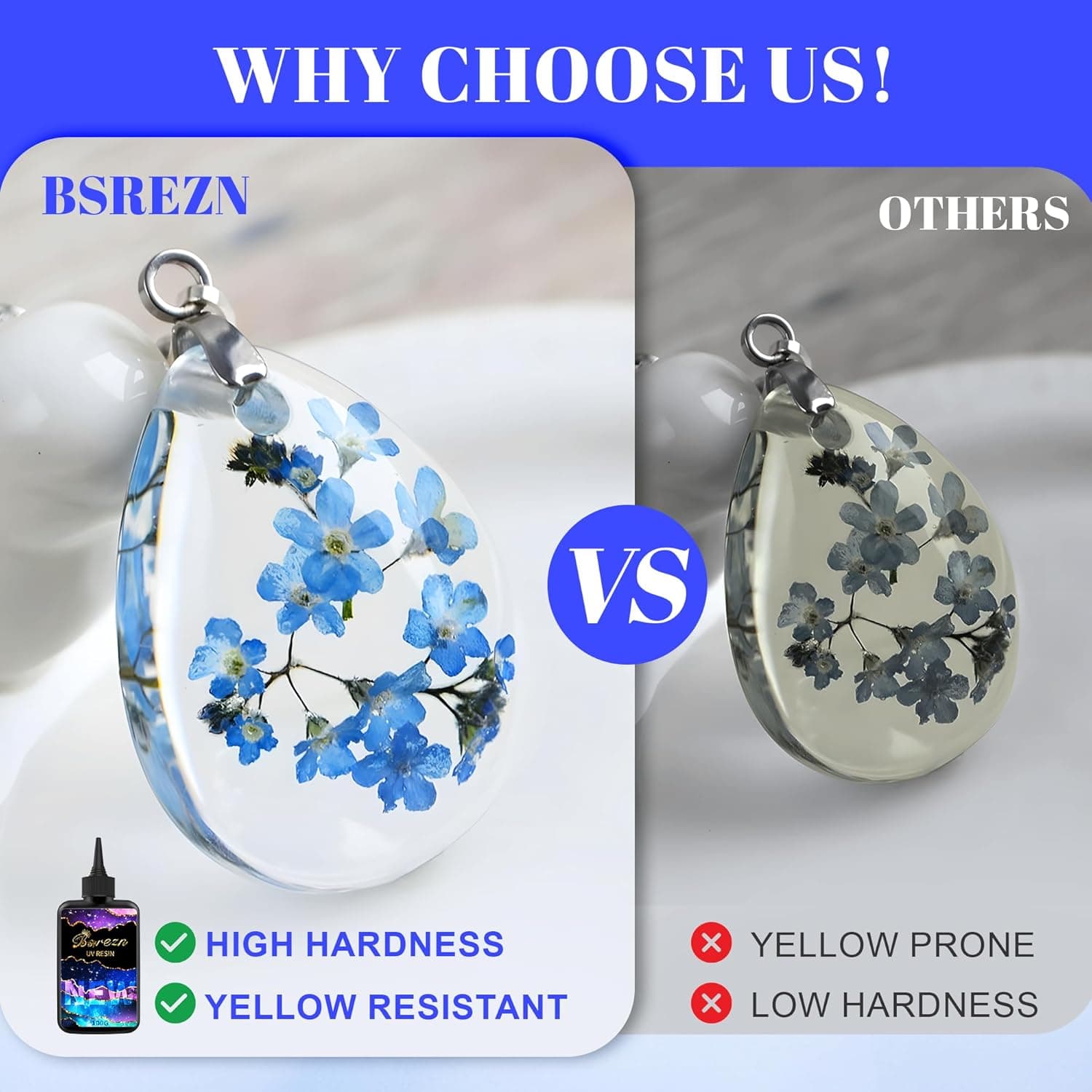 Bsrezn 1000g UV Resin Bulk, High Hardness & Crystal Clear Premixed Resina UV for Jewelry Making (1000g) - Image 6