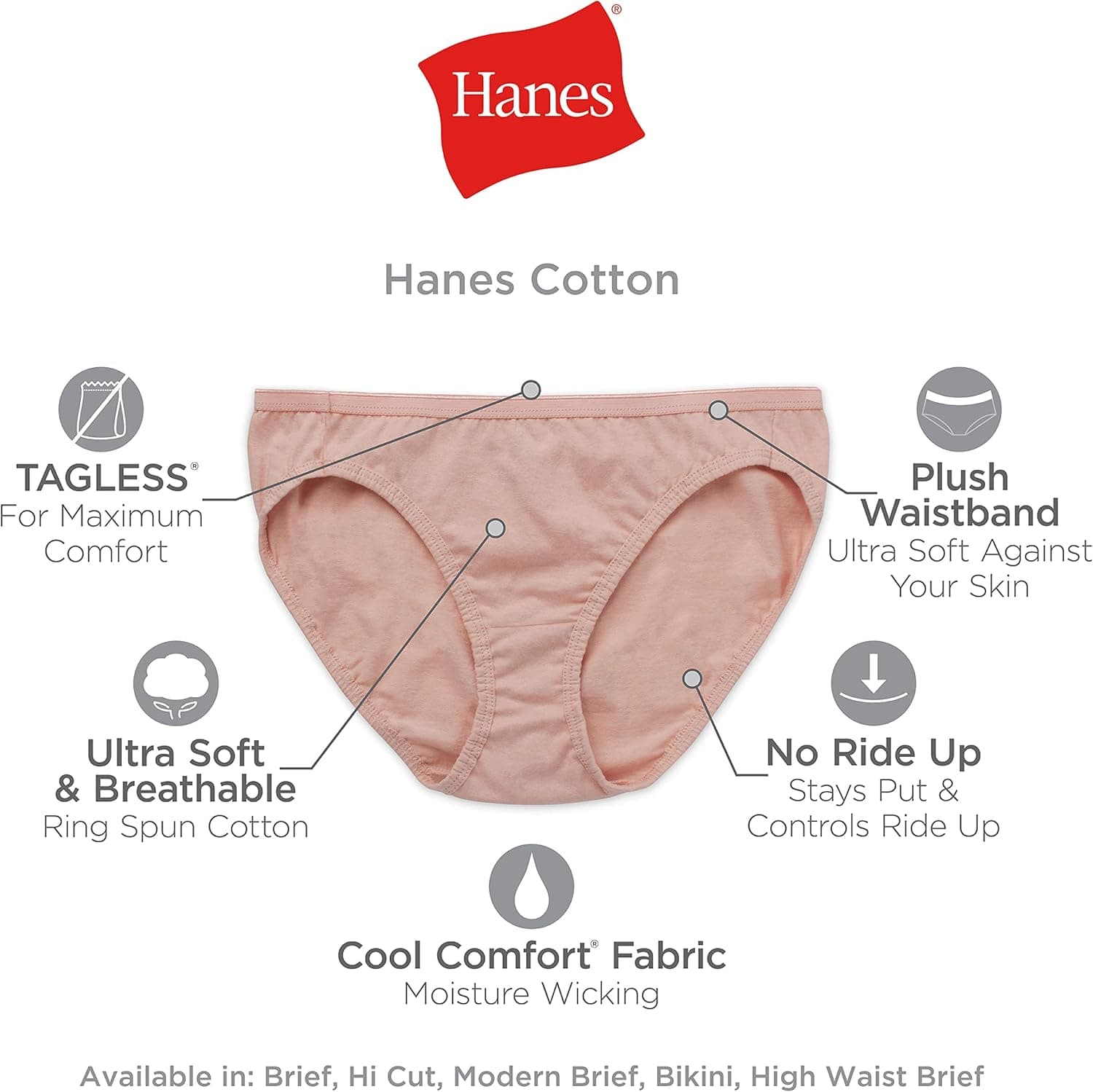 Hanes womens Bikini Panties Pack, Soft Cotton Underwear, 6-pack (Retired, Colors May Vary) 6 Body Tones Mix - Image 6