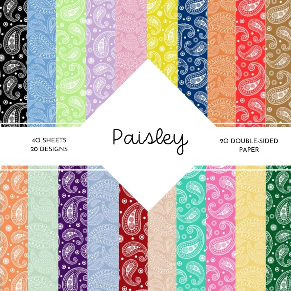 Paisley Scrapbook Paper: | 40 patterned double sided sheets (20 designs) | Paisley Themed Collection | Paisley Craft Paper | - Image 2