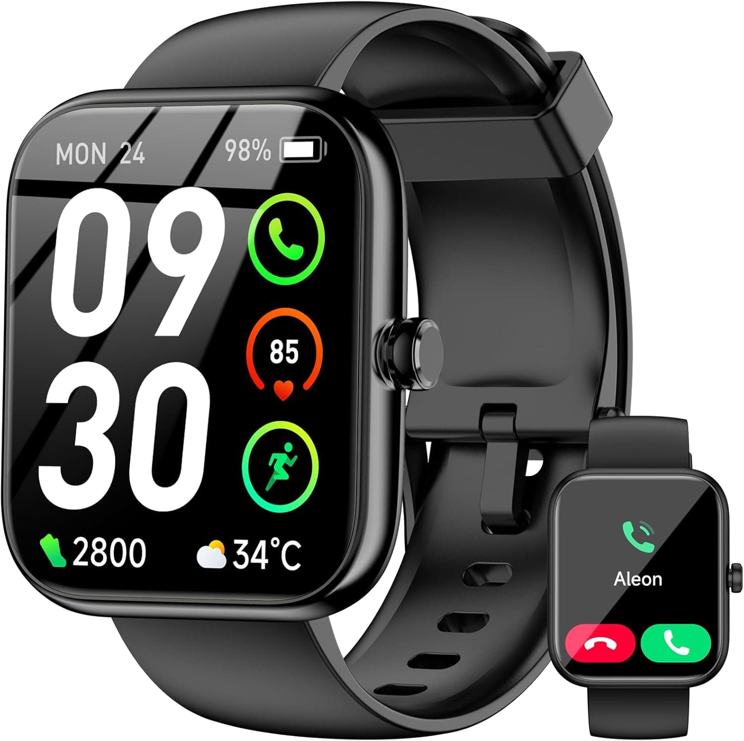 Smart Watch with Alexa Built-in, 1.83" HD Touchscreen Fitness Tracker, Bluetooth Notifications/Calls, IP68 Waterproof, 120+ Sport Modes, 24/7 Heart Rate & Sleep Monitor for iPhone Android iOS (Black) - Image 2