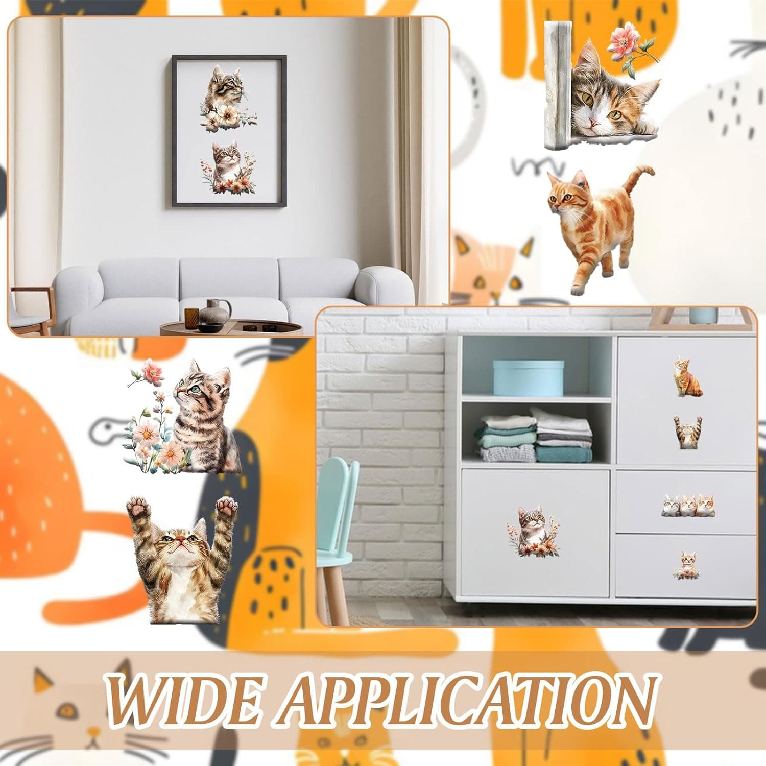 Rub on Transfers for Crafts, 3 Sheets Cats Theme 5.91 * 11.81in Rub on Transfers for Furniture and Crafts for Wood Farbic Glass DIY Home Office Decoration Cute Cats - Image 8