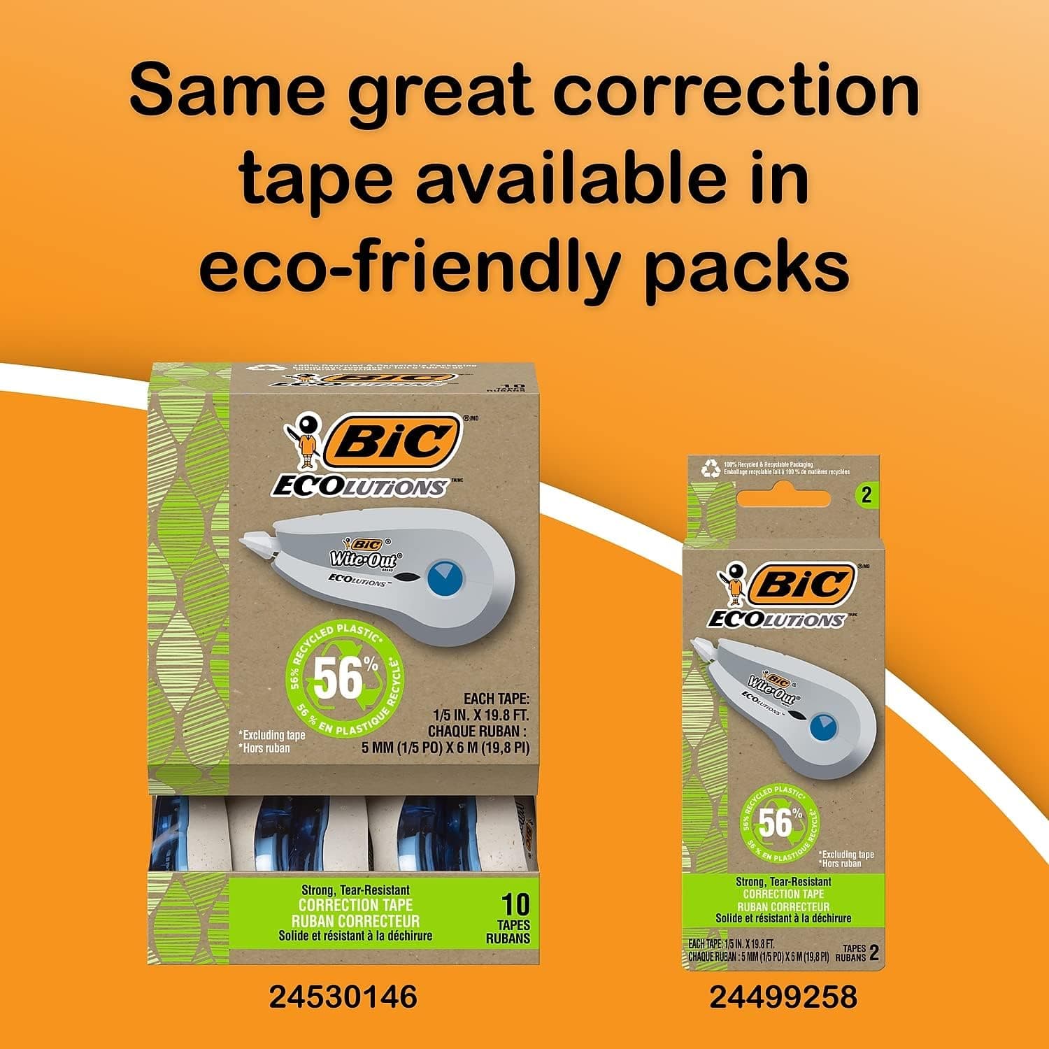 BIC Wite-Out Brand EZ Correct Correction Tape, 39.3 Feet, 2-Count Pack of White Correction Tape, Fast, Clean and Easy to Use Tear-Resistant Tape Office or School Supplies - Image 3