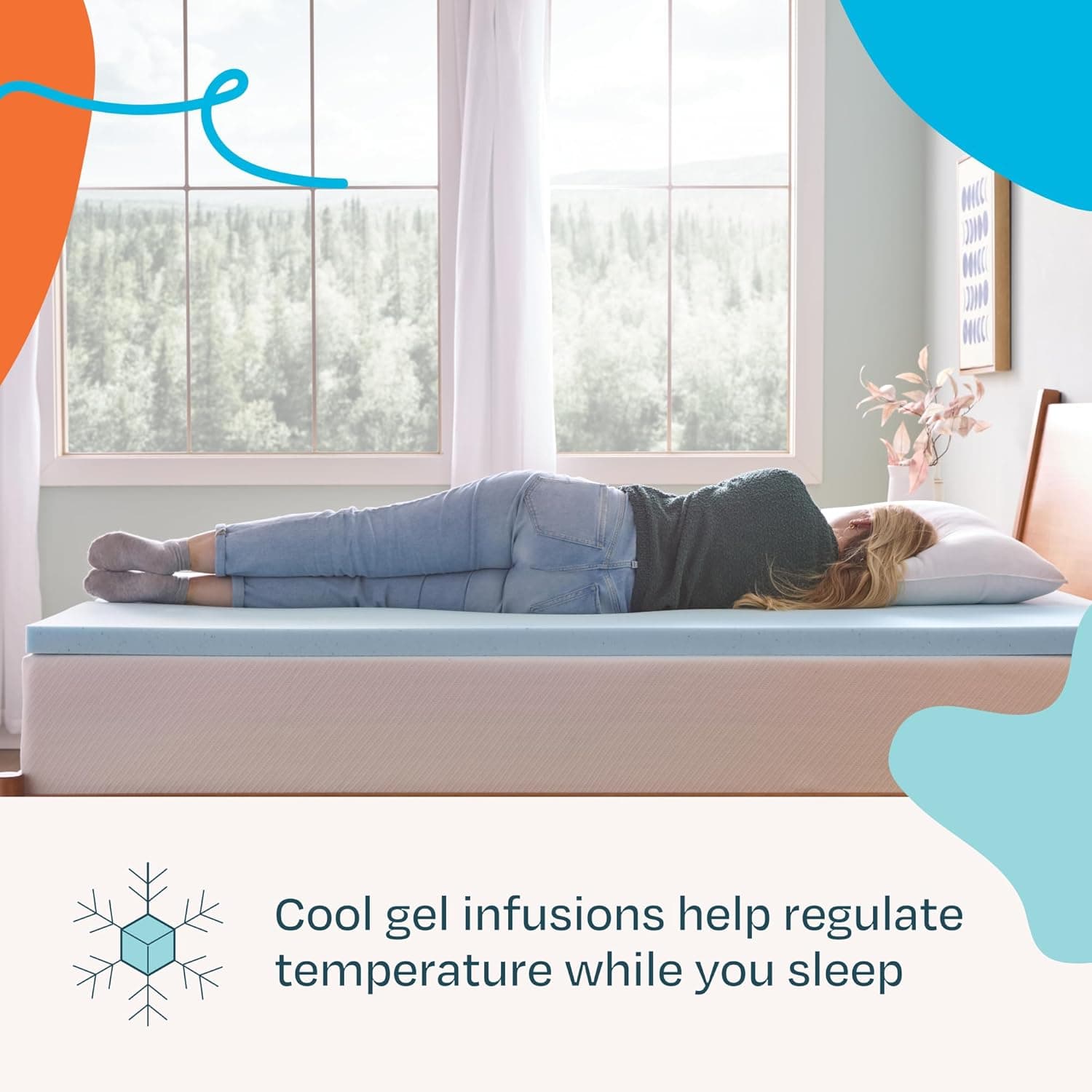 LINENSPA Memory Foam Mattress Topper - 2 Inch Gel Infused Memory Foam - Plush Feel - Cooling and Pressure Relieving - CertiPUR Certified - Dorm Room Essentials - Twin Size Twin 2 Inch Topper Only - Image 3