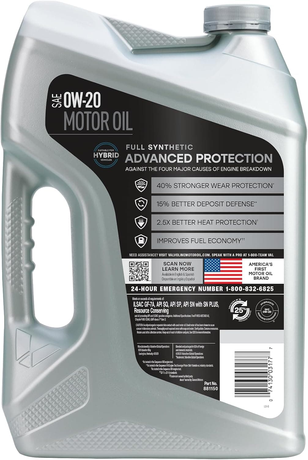 Valvoline Advanced Full Synthetic SAE 0W-20 Motor Oil 5 QT Advanced Protection 5 QT 0W-20 - Image 2
