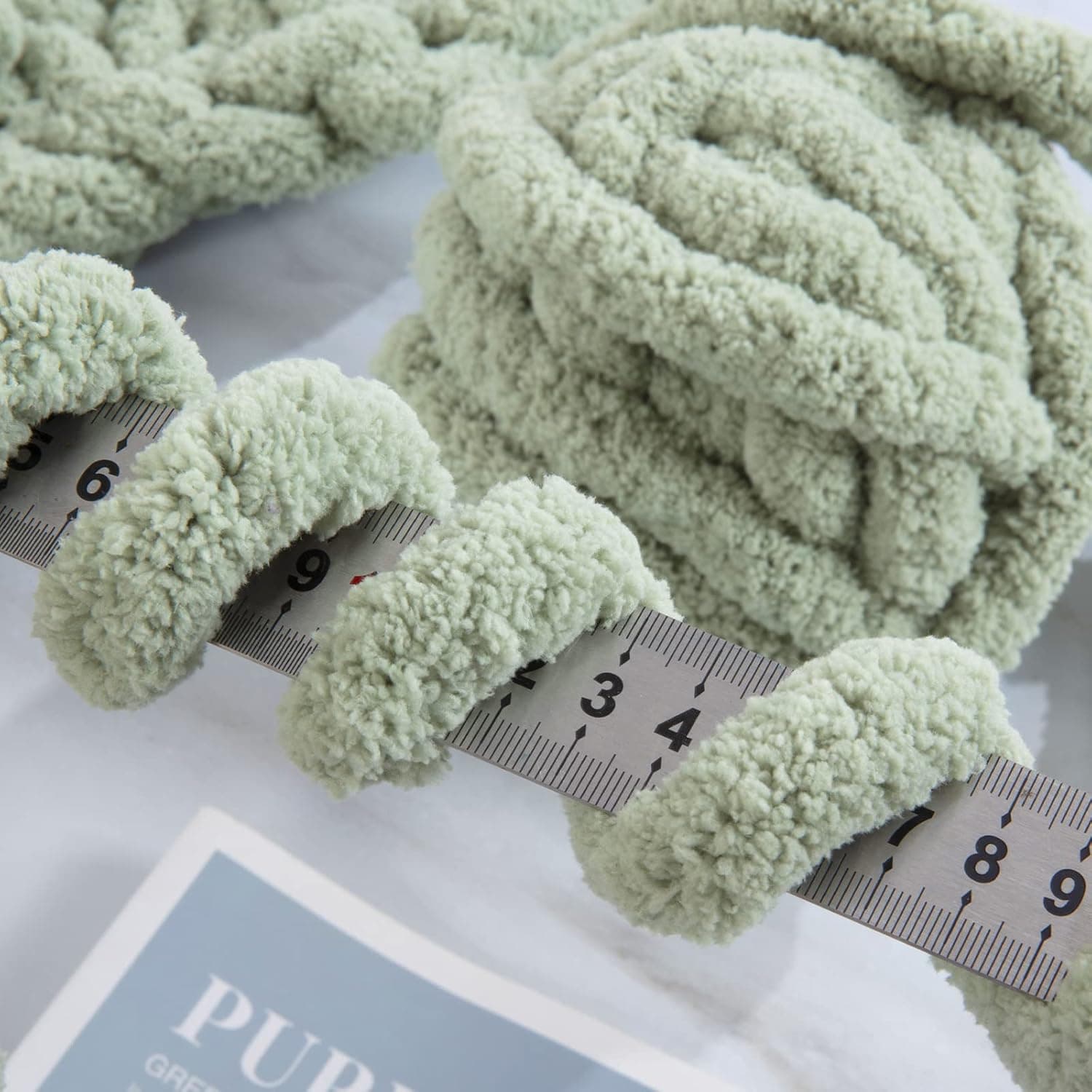 HOMBYS 8 Pack Assorted Chunky Yarn for Crocheting,Super Bulky Large Soft Fluffy Yarn,Plush Fuzzy Yarn,Thick Chenille Yarn for Hand Knitting/Arm Knitting,4 White & 4 Sage Green(27yds,8 oz Each Skein) 4 White+4 Sage Green 8 Pack - Image 6