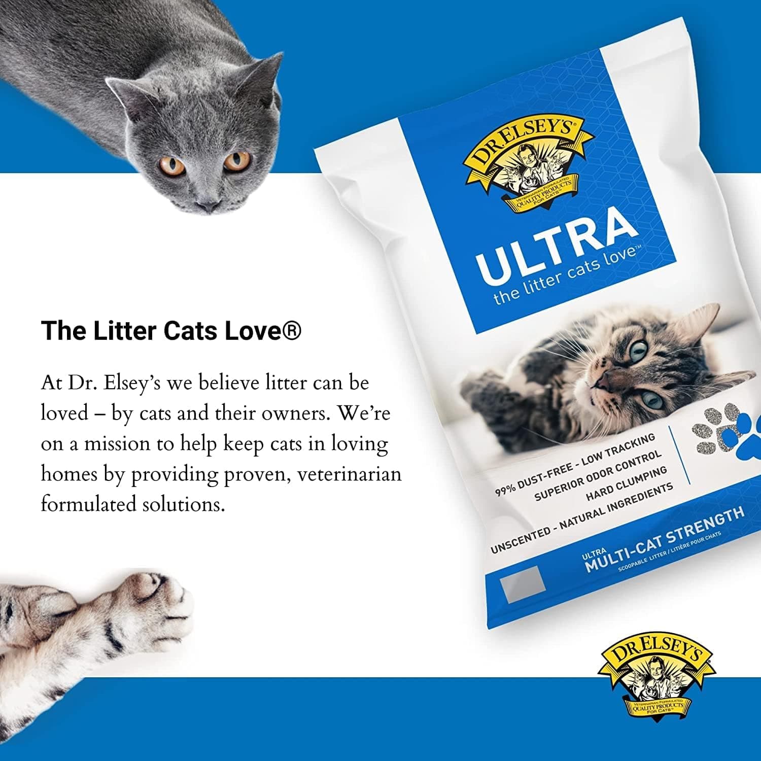 Dr. Elsey's Ultra UnScented Clumping Clay Cat Litter 40 lb. Bag - Image 4