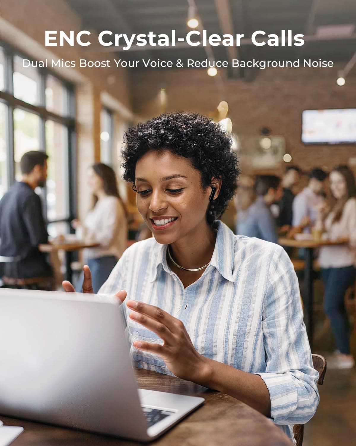 Wireless Earbuds, Ear Buds Active Noise Cancelling with Charging Case, 6.0 Bluetooth Earbuds with AI Clear Calls, 40H Playtime for Sports & Working, Stereo Sound Headphones for iPhone/Android/iPad Black - Image 8