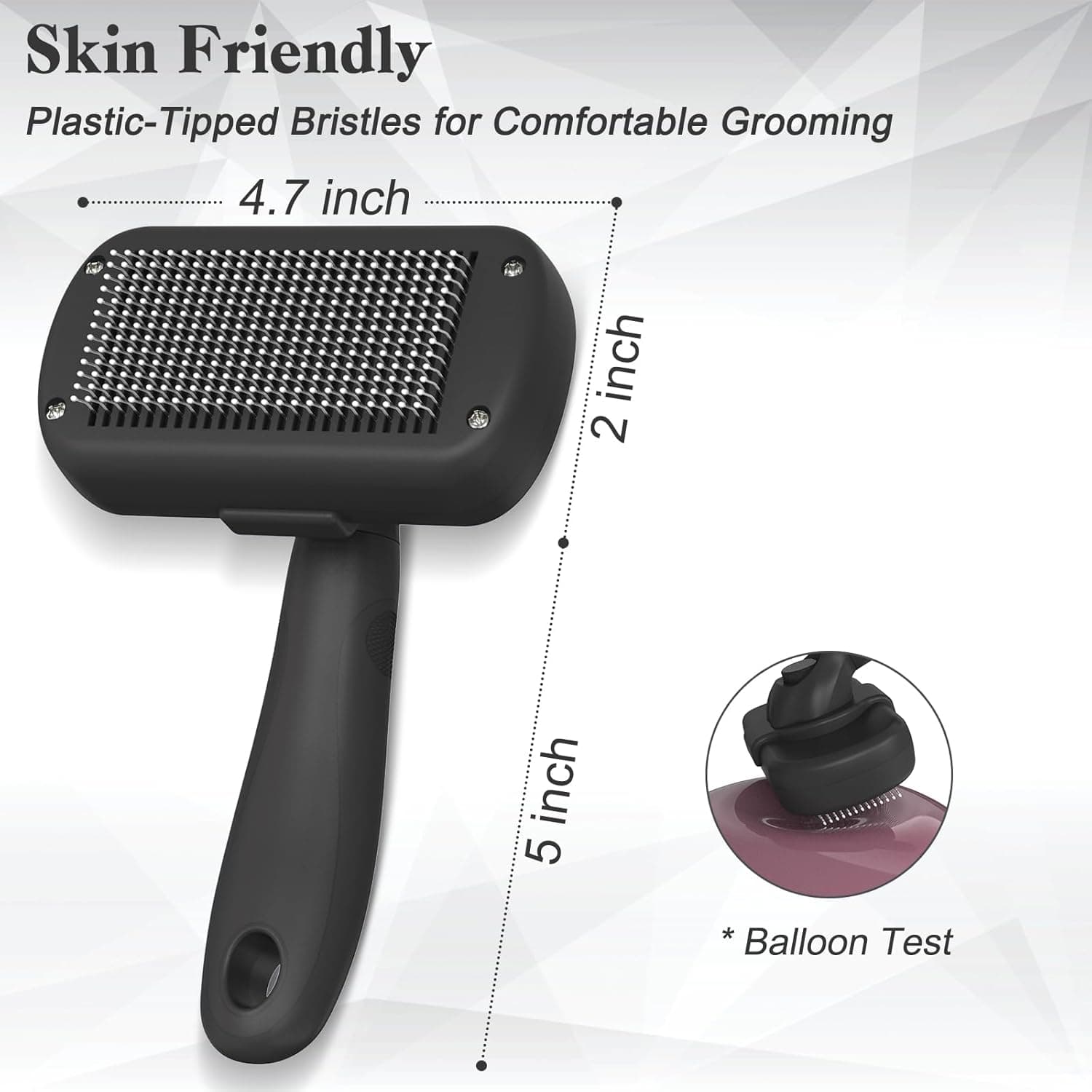 Self Cleaning Shedding Brush - Skin Friendly Grooming Tool for Dogs, Cats, and Puppies, Deshedding and Hair Removal for Long and Short Haired Pets, Black - Image 5