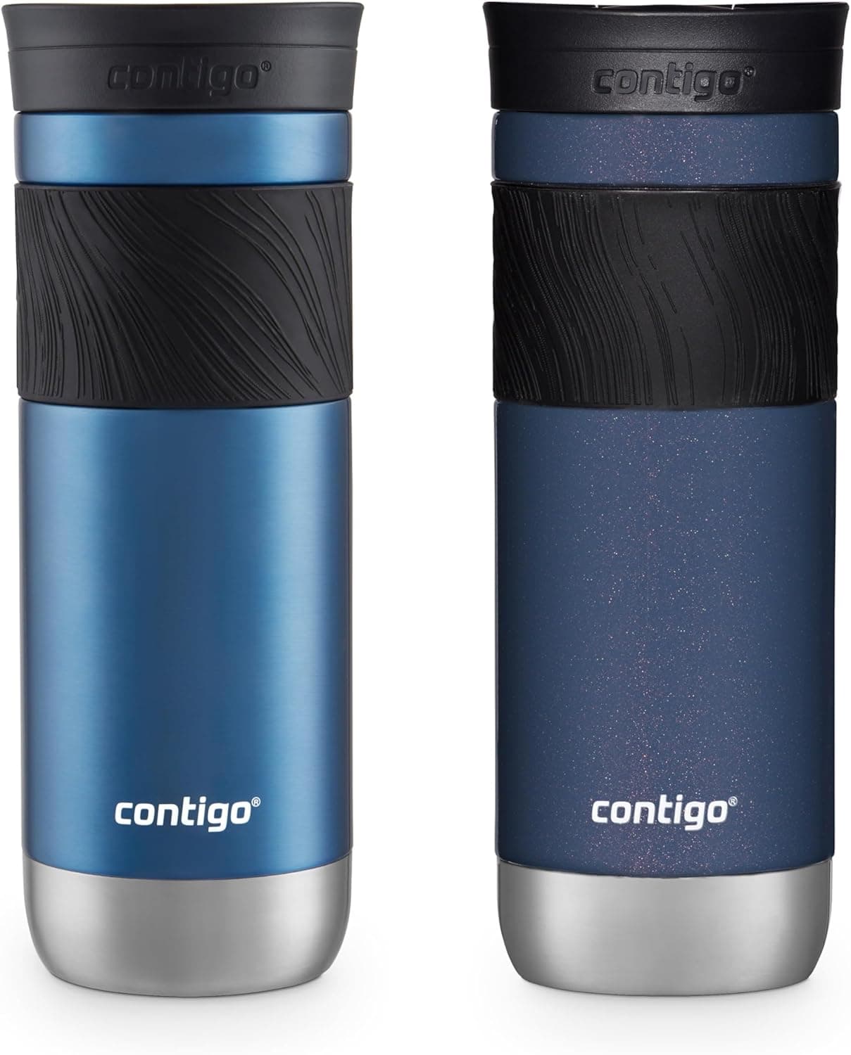 Contigo SNAPSEAL Insulated Stainless Steel Travel Mug with Grip 20oz. Blue Corn Transparent Satin & Midnight Berry Blue Corn/Midnight Berry 20oz (Pack of 2) - Image 2