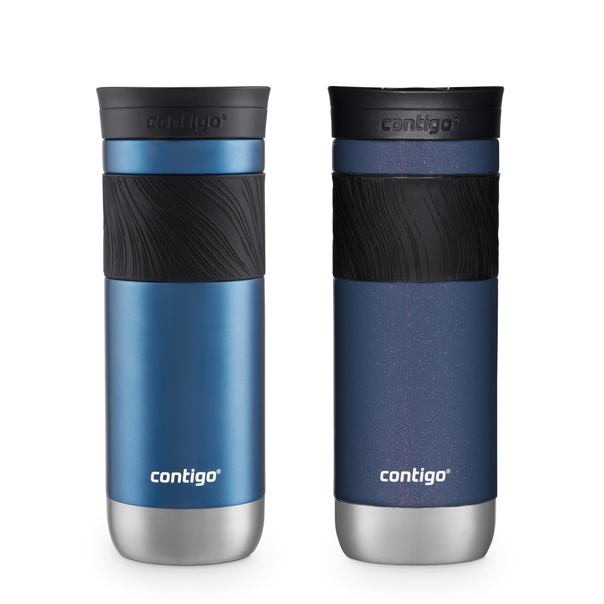 Contigo SNAPSEAL Insulated Stainless Steel Travel Mug with Grip 20oz. Blue Corn Transparent Satin & Midnight Berry Blue Corn/Midnight Berry 20oz (Pack of 2)