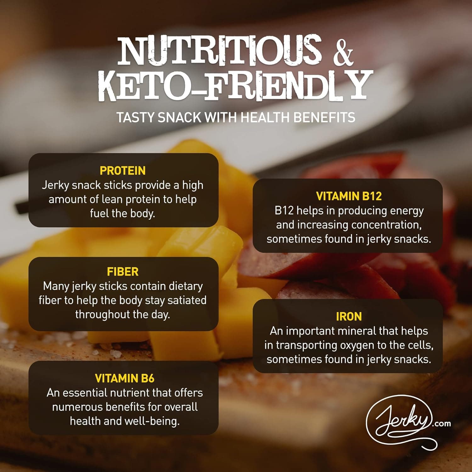 Jerky.com Gift Bag for Men | 26 Piece Meat Sticks Gift Basket with Beef Sticks, Pork, Turkey, Ham & Cheese Sticks | High Protein Snack Variety Pack | Christmas Gifts | Beef Jerky Gifts for Men 26 Piece Gift Bag - Image 7