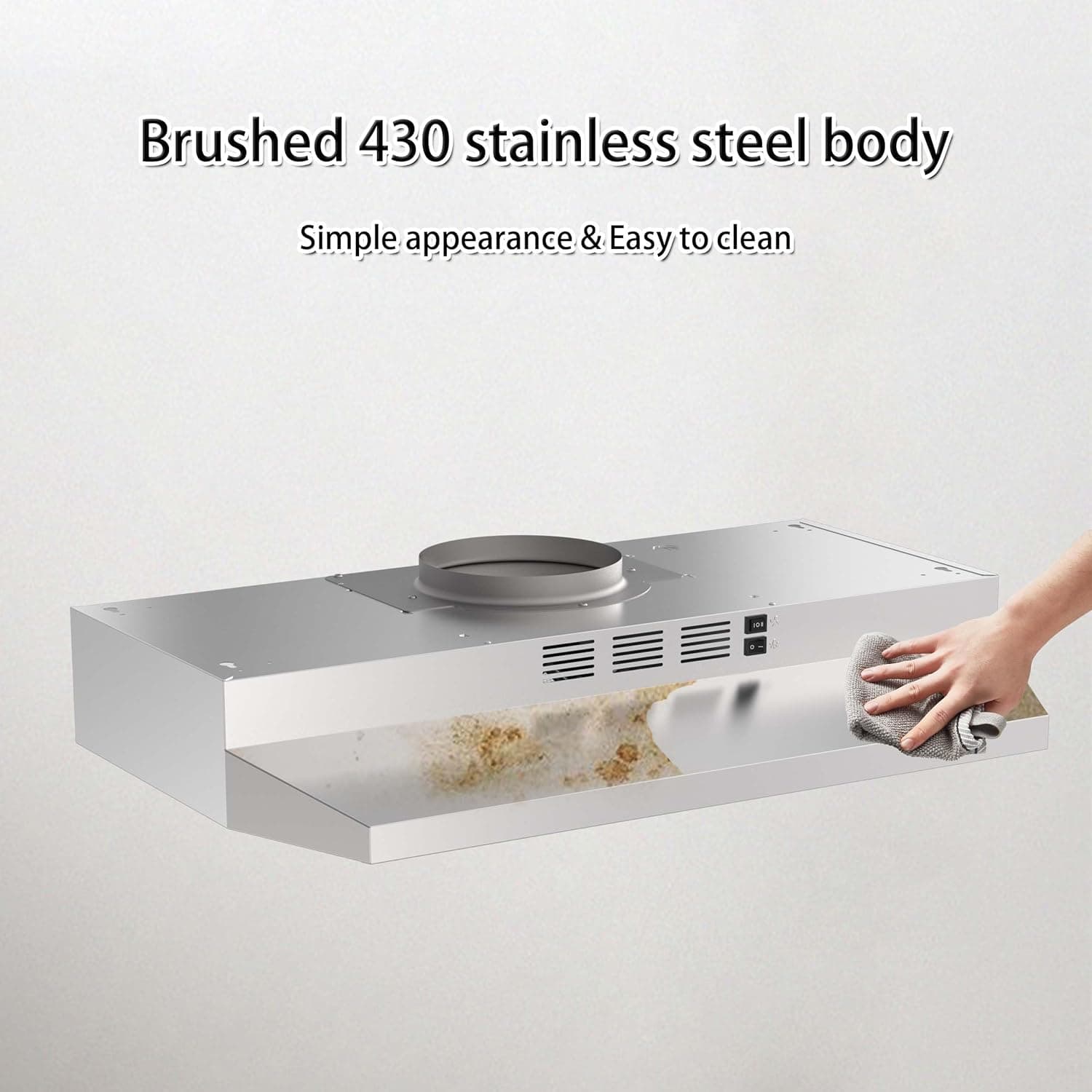 SNDOAS 30 inch Range Hood Ducted/Ductless Convertible Stainless Steel Range Hood Under Cabinet with Rocker Button Control,Vent Hood with LED Light,2 Speed Exhaust Fan,Under Cabinet Hood,Silver Silver 30" - Image 4