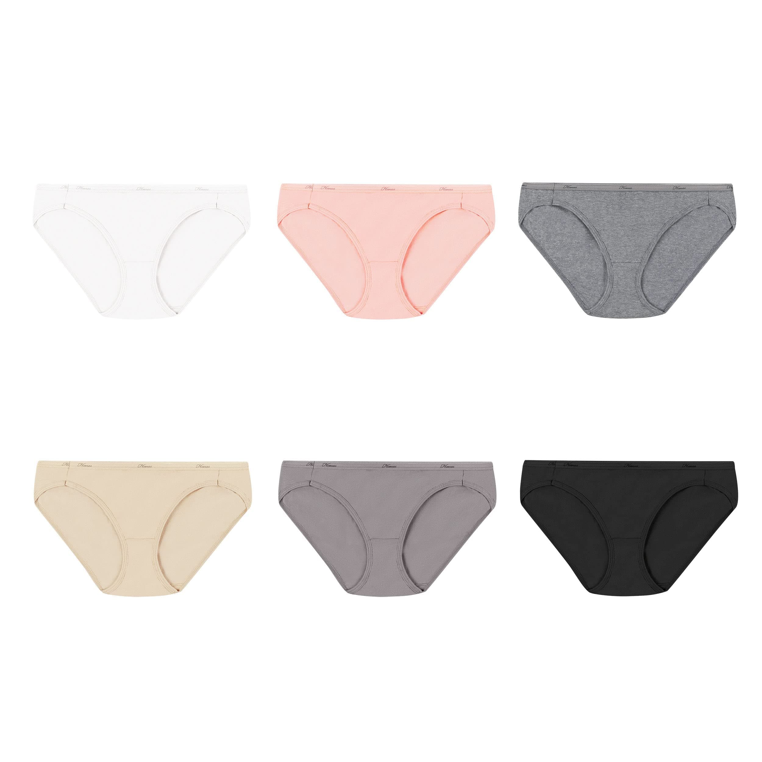 Hanes womens Bikini Panties Pack, Soft Cotton Underwear, 6-pack (Retired, Colors May Vary) 6 Body Tones Mix