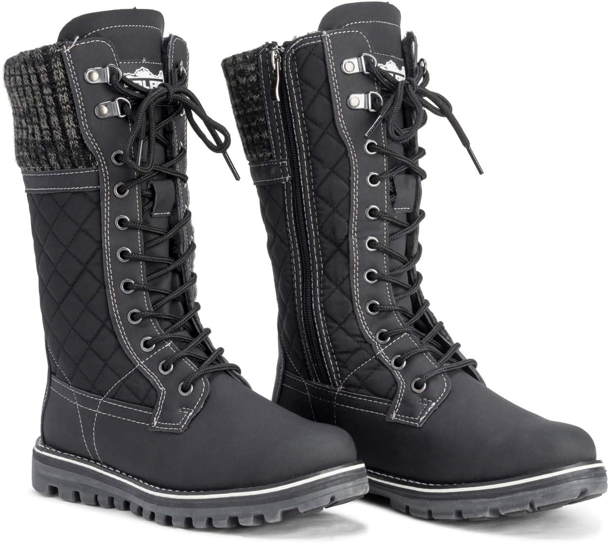 POLAR Womens Faux Fur Warm Thermal Waterproof Outdoor Walking Snow Winter Rubber Sole Calf Boots 5 Black - Image 7