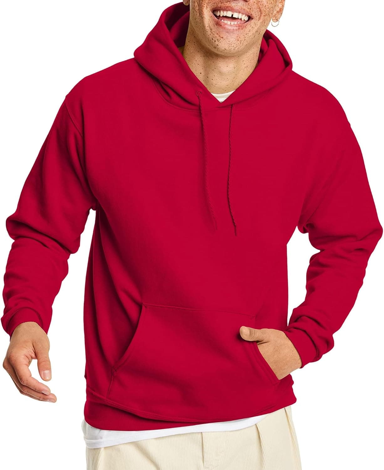 Hanes Men's EcoSmart Fleece Hoodie Sweatshirt X-Large Deep Red - Image 2