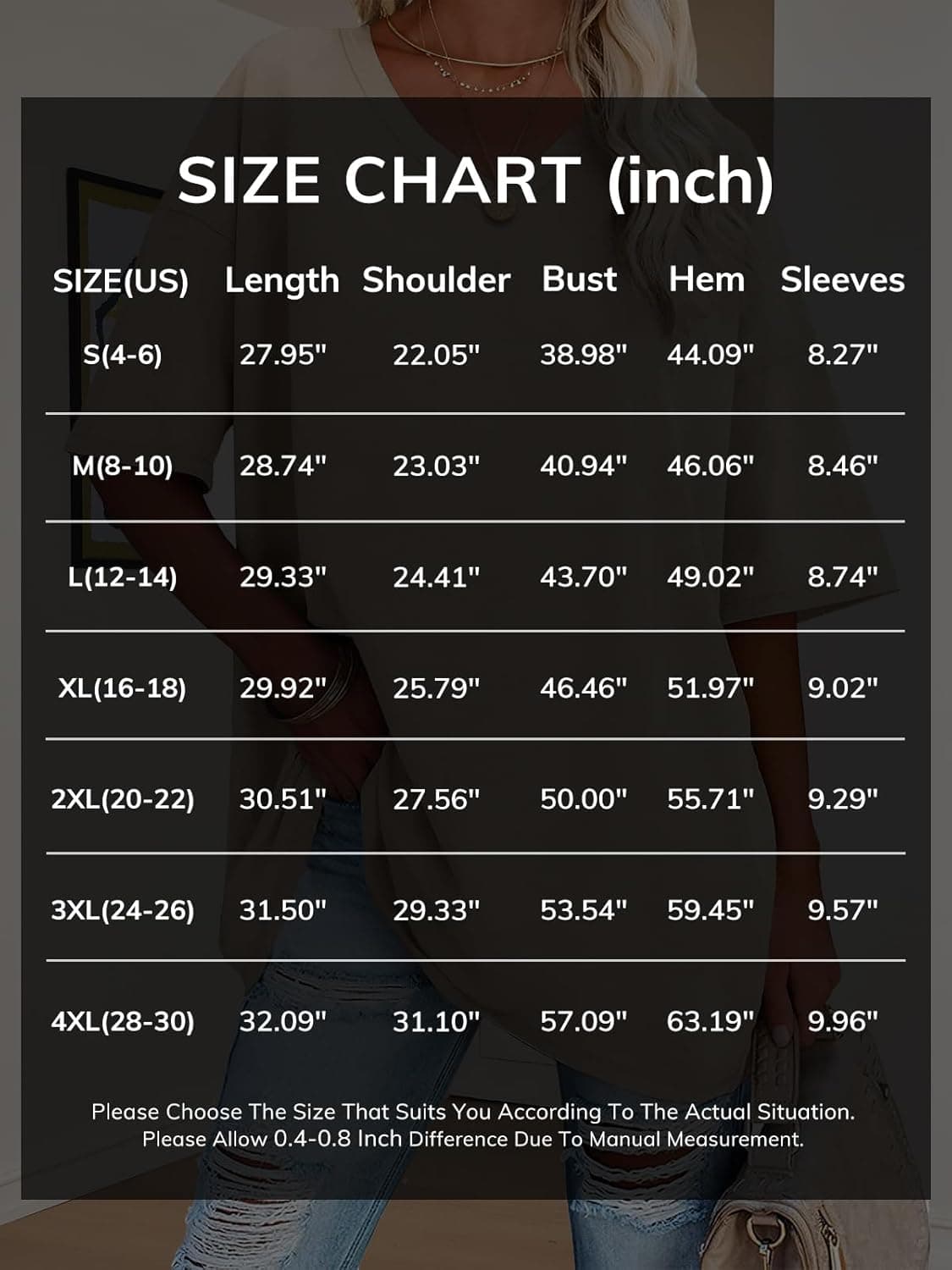 ATHMILE Camisas Oversized para Mujeres Cuello en V Talla Grande Primavera Ropa de Entrenamiento Verano Playera Vacaciones 2026 Ropa de Gimnasio Camiseta Básica XX-Large Negra - Image 6