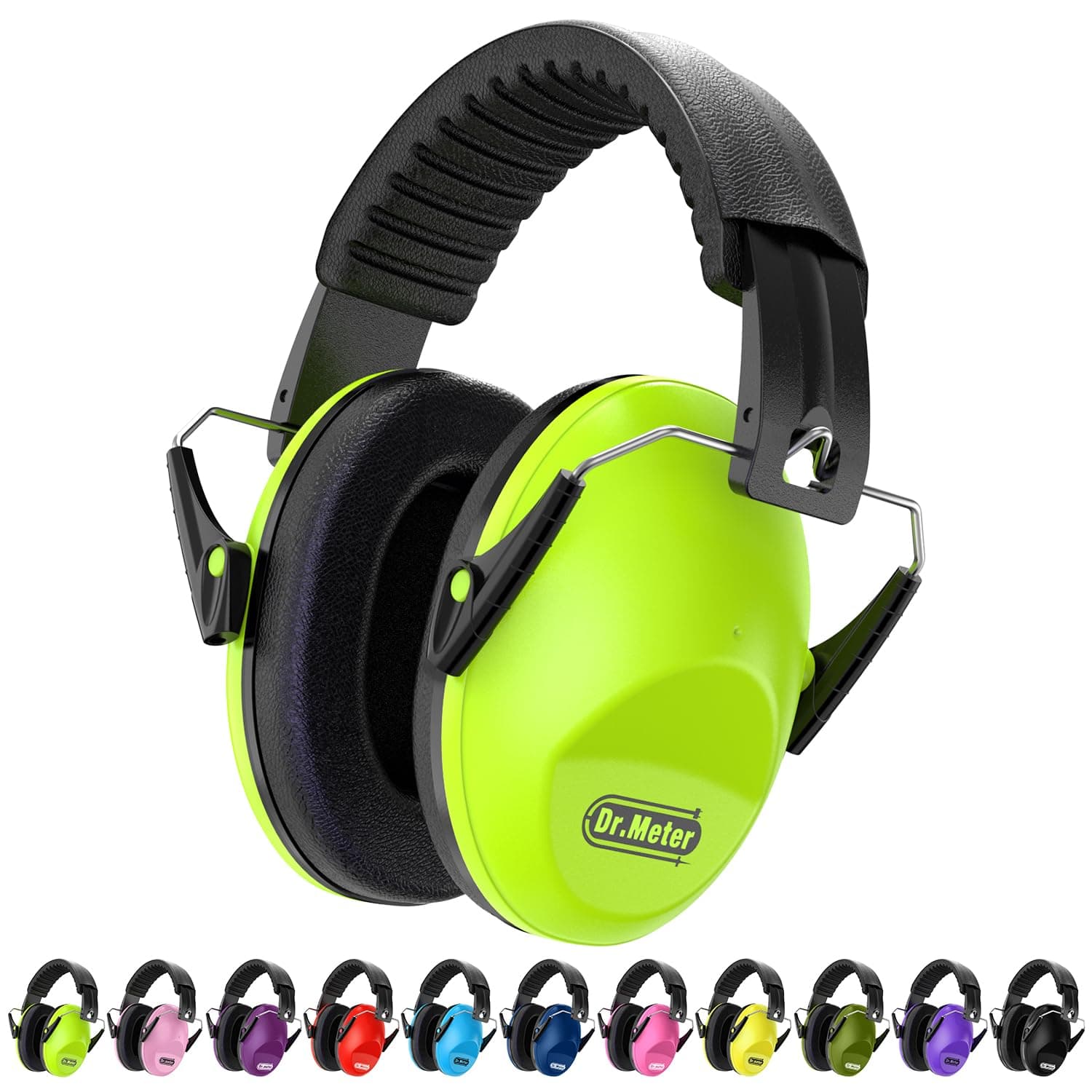 Ear Muffs for Noise Reduction: 27.4SNR Noise Cancelling Headphones for Kids Adults, EM100 Adjustable Hearing Protection Earmuffs for Monster Jam, Autism Sensory, Concerts, Fireworks Green