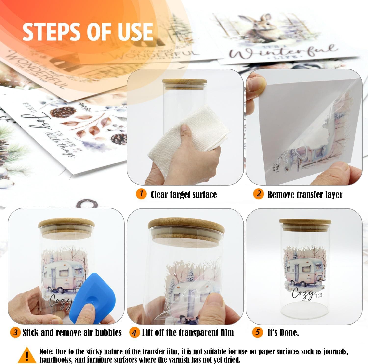 24 Sheets Vintage Christmas Rub On Transfers for Crafts, Rub On Transfers Christmas for Wood，Furniture Decals, Glass, Porcelain, Leather, Canvas, Fabric Projects,3 * 3inch(Farm Christmas) Cottage farm Christmas - Image 8