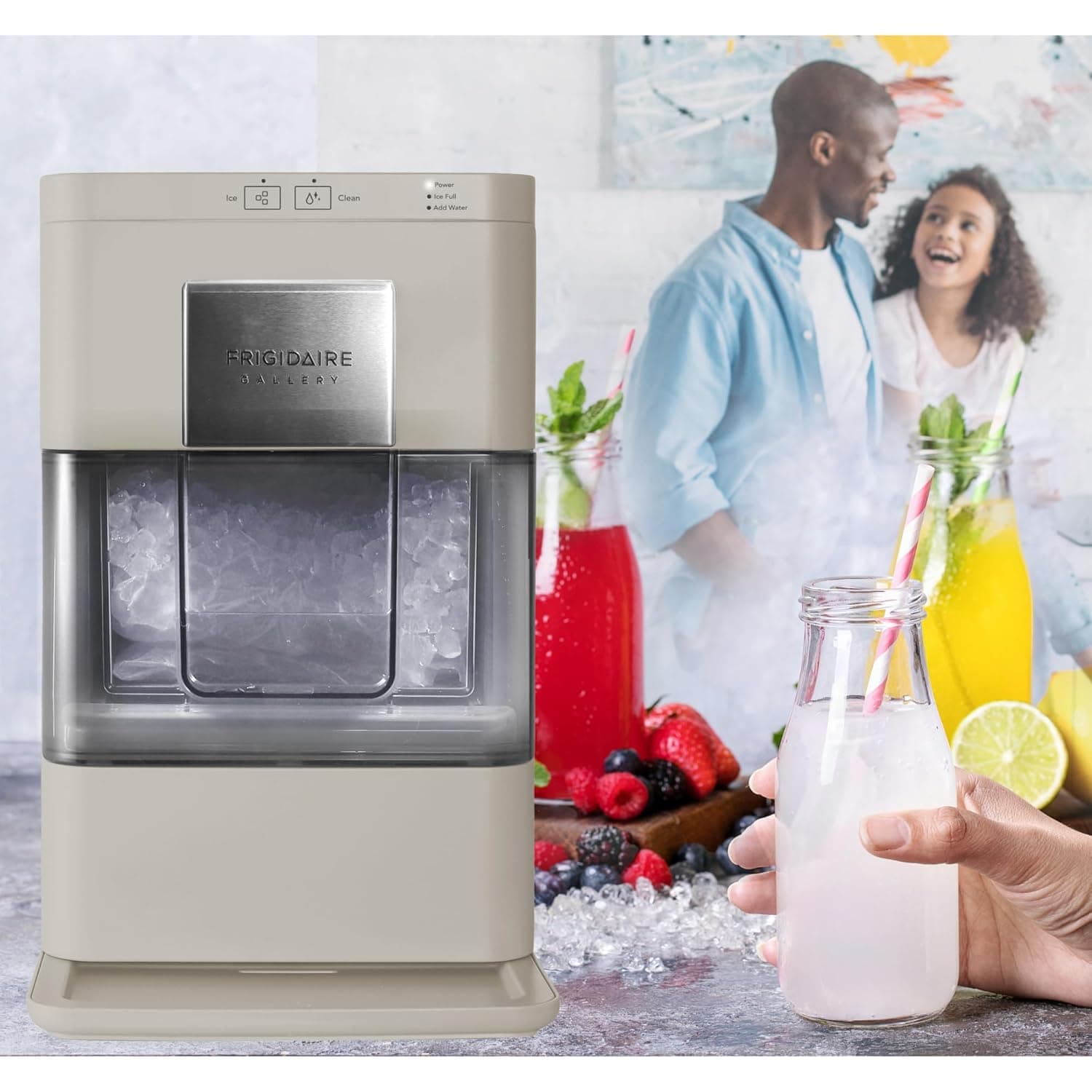 Frigidaire Nugget Ice Maker, Countertop Ice Machine with Transparent Window, Sonic Ice Maker with 44 lbs. Capacity, Auto Self Cleaning Ice Maker Machine, 2.0 Gen, Cream - 16.75D x 11.75W x 20.25H Cream - Nugget Ice - Image 11