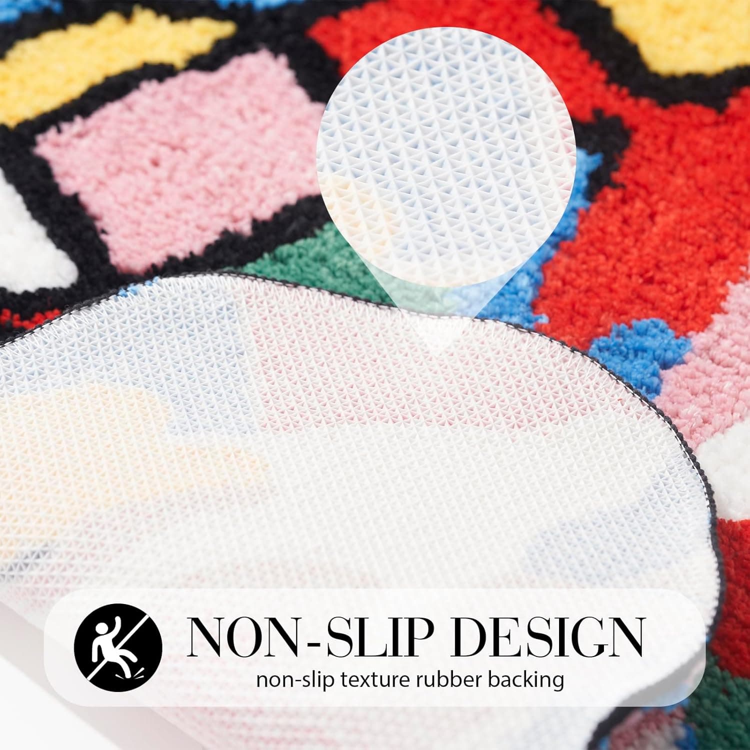 ELDONE Melted Magic Cube Rug, Funky Aesthetic Area Rugs 34 x 24 inch Non Slip Washable, Abstract Cute Unique Bathroom Bedroom Small Rugs, Funny Colorful Cool Rugs - Image 7