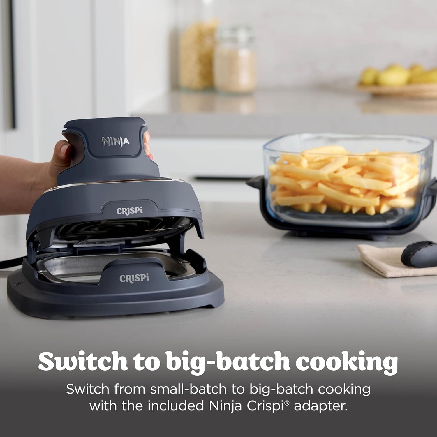 Ninja Crispi 4-in-1 Portable Glass Air Fryer Cooking System, 1500W, 4QT & 6-Cup TempWare Glass Containers with Storage Lids, Microwave, Freezer & Dishwasher Safe, Cyberspace Gray, FN101GY Navy - Image 14