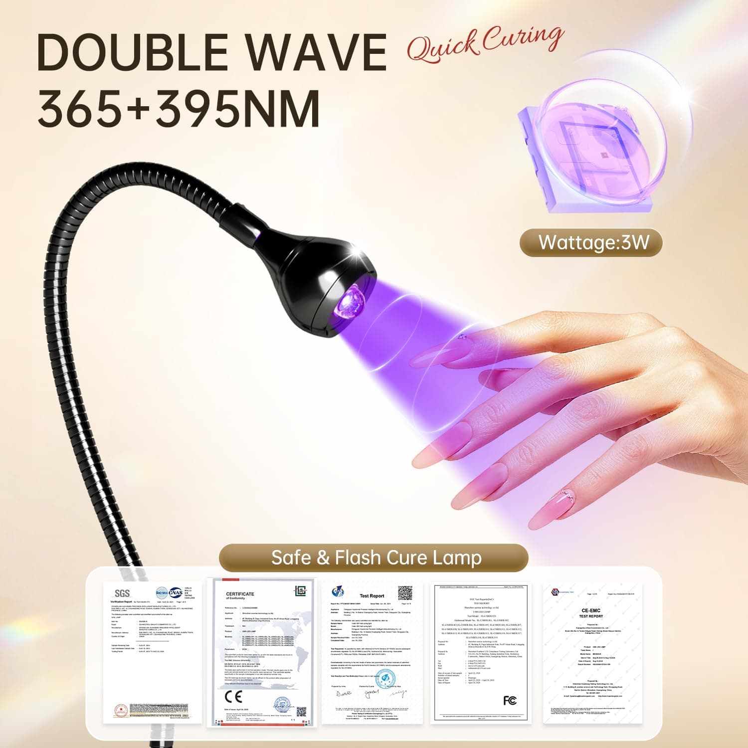 AORAEM Lámpara de Uñas LED Secadora de Manicura con Cuello de Cisne Negro y Abrazadera para Uñas de Gel - Image 3