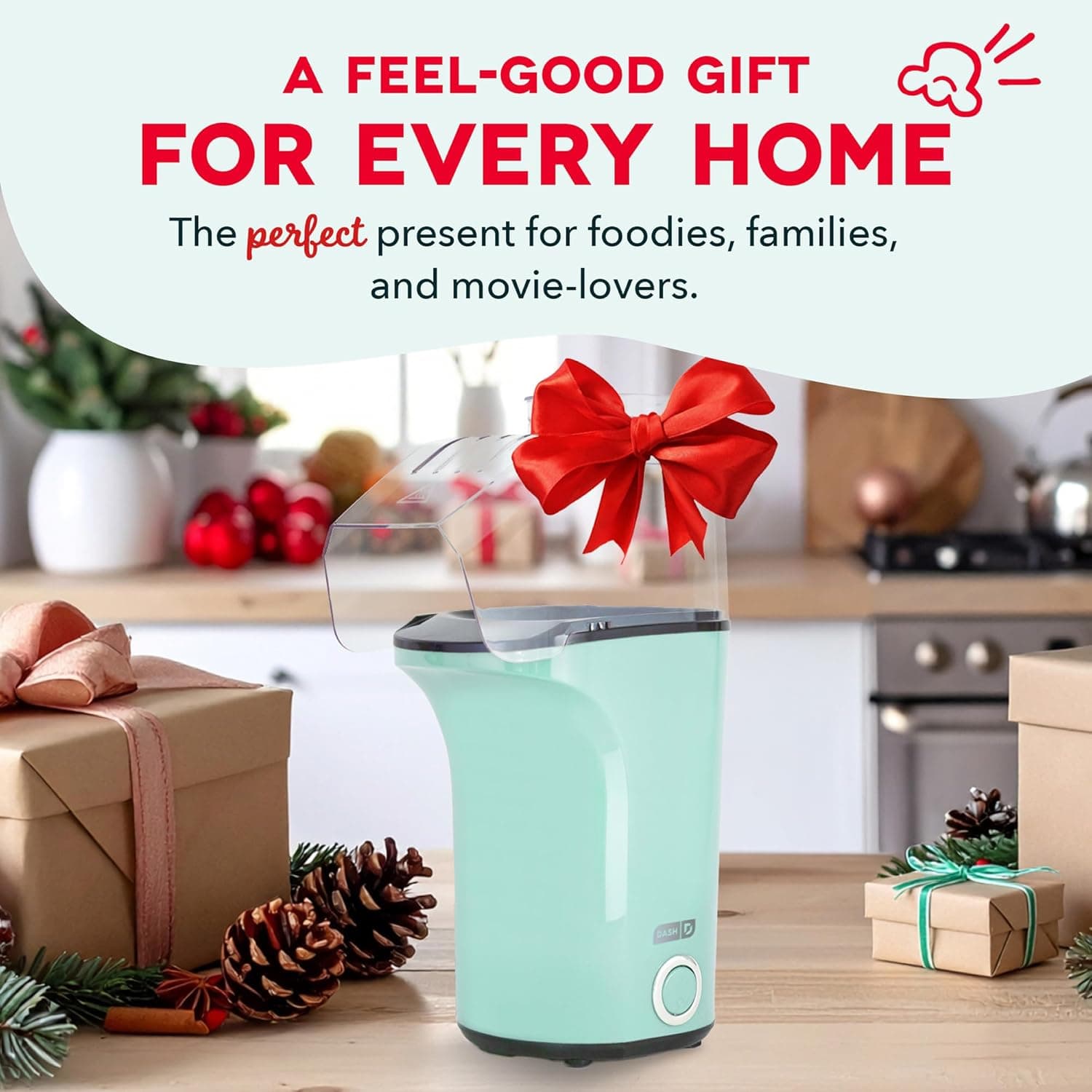 Dash Fresh Pop Popcorn Maker - Oil-Free, Air Popcorn Popper - With Measuring Cup & Recipe Guide - Perfect for Movie Nights - 16 Cups, Aqua Aqua 16 cups - Image 10