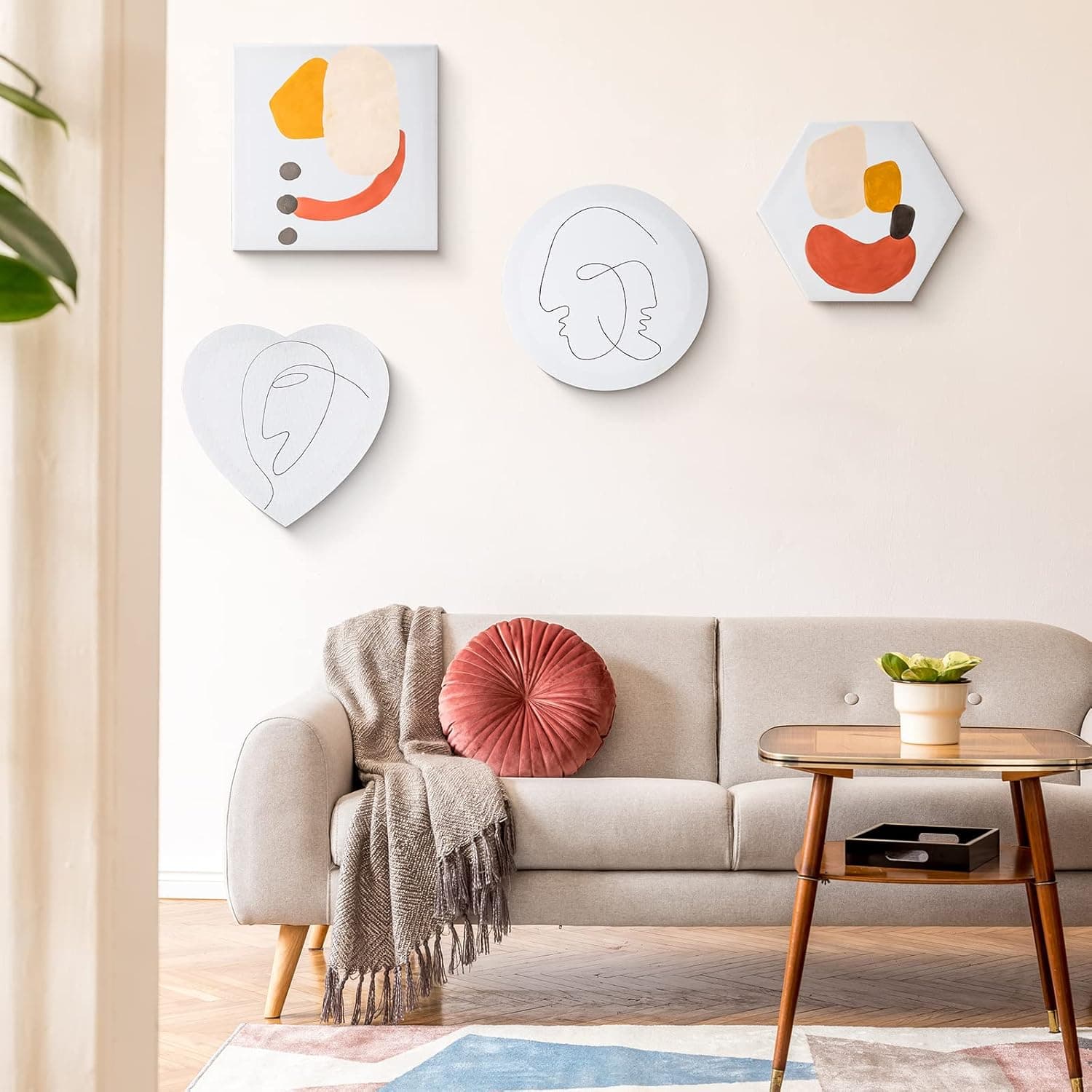 Thenshop 24 Pieces Stretched Canvas for Painting Bulk Blank Canvas Board, Square Round Hexagon Heart Shaped Frame for Kids Art Supplies for Acrylic Pouring Oil Painting(Assorted Shapes) - Image 5